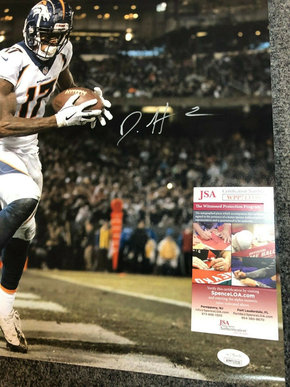 Denver Broncos Daesean Hamilton Autographed Signed 16X20 Photo Jsa Coa