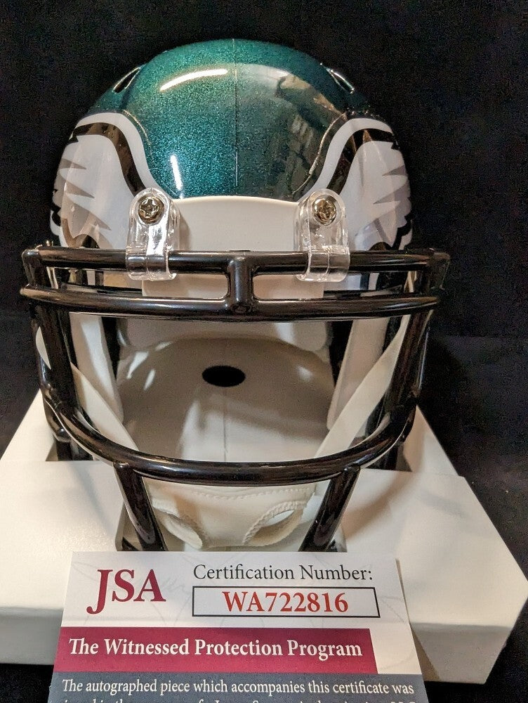 Philadelphia Eagles Jadon Haselwood Autographed Signed Speed Mini Helmet Jsa Coa