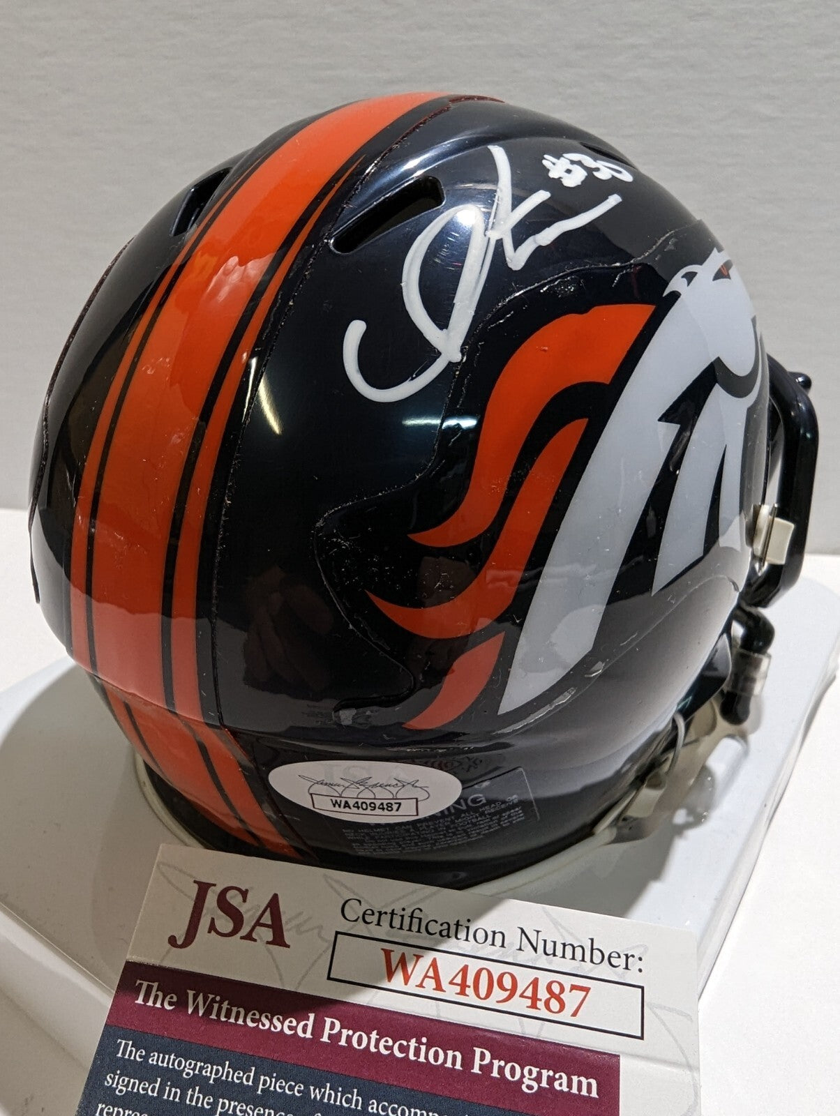 Denver Broncos Caden Sterns Autographed Speed Mini Helmet Jsa Coa