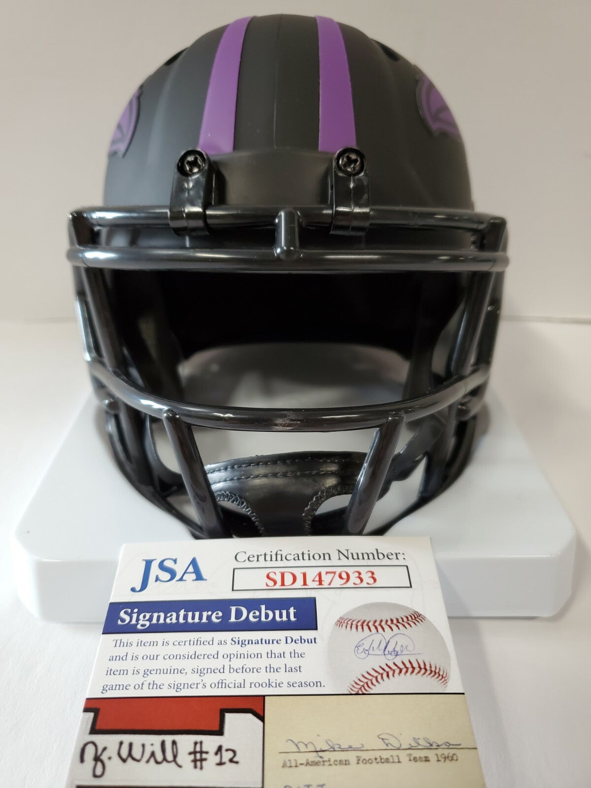 Baltimore Ravens Odafe Jayson Oweh Autographed Eclipse Mini Helmet Jsa Coa