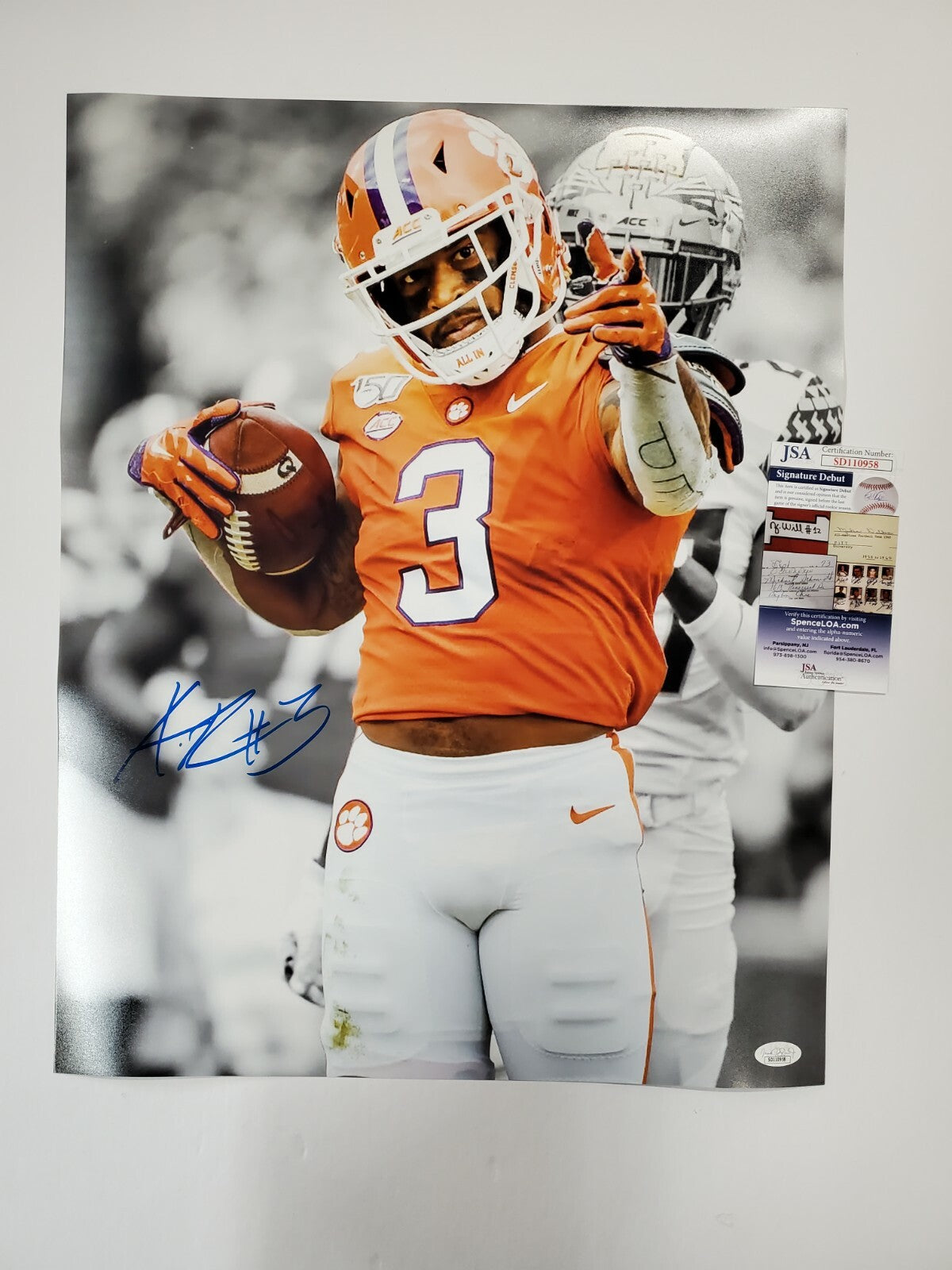 Clemson Tigers Amari Rodgers Autographed Signed 16X20 Photo Jsa Coa