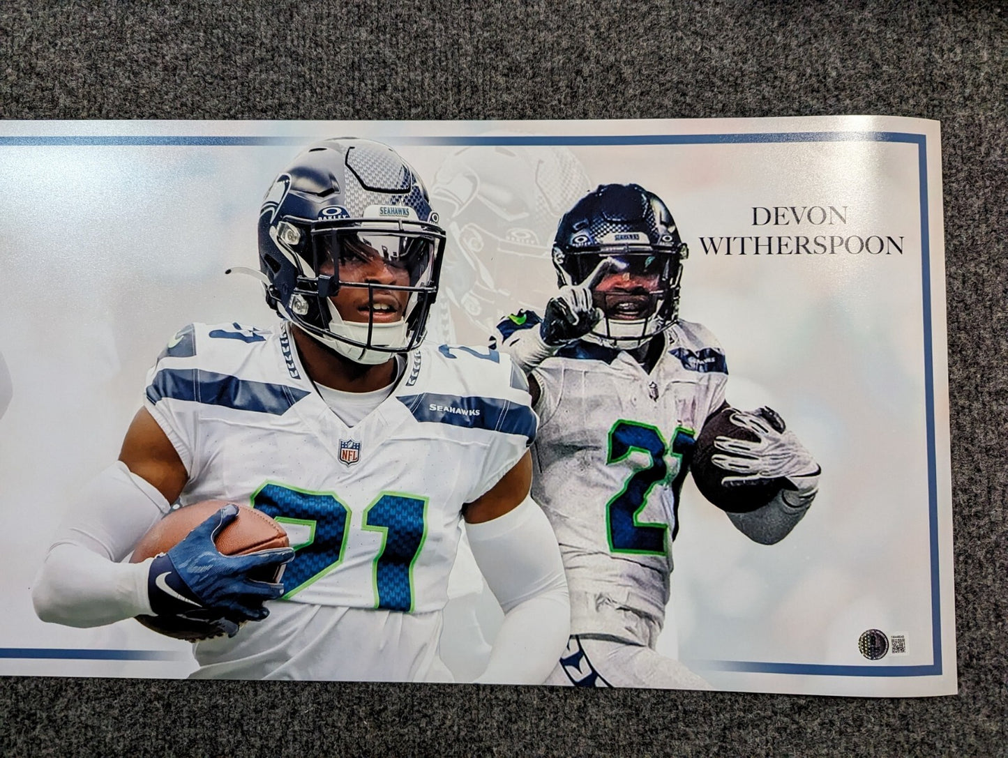 Seattle Seahawks Devon Witherspoon Autographed Signed 36X12 Panoramic Beckett