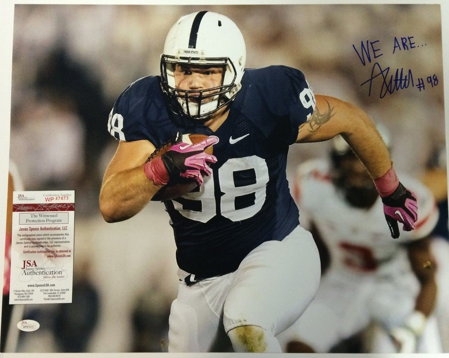 Anthony Zettel Autographed Signed Insc. Penn State 16X20 Photo Jsa Coa