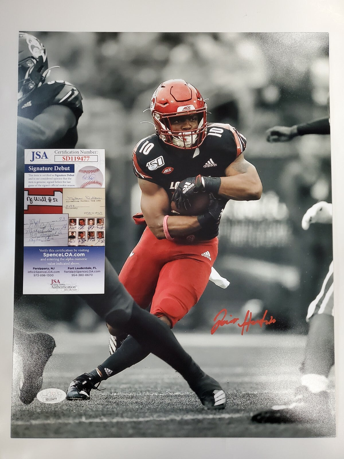 Louisville Cardinals Javian Hawkins Autographed 11X14 Photo Jsa Coa