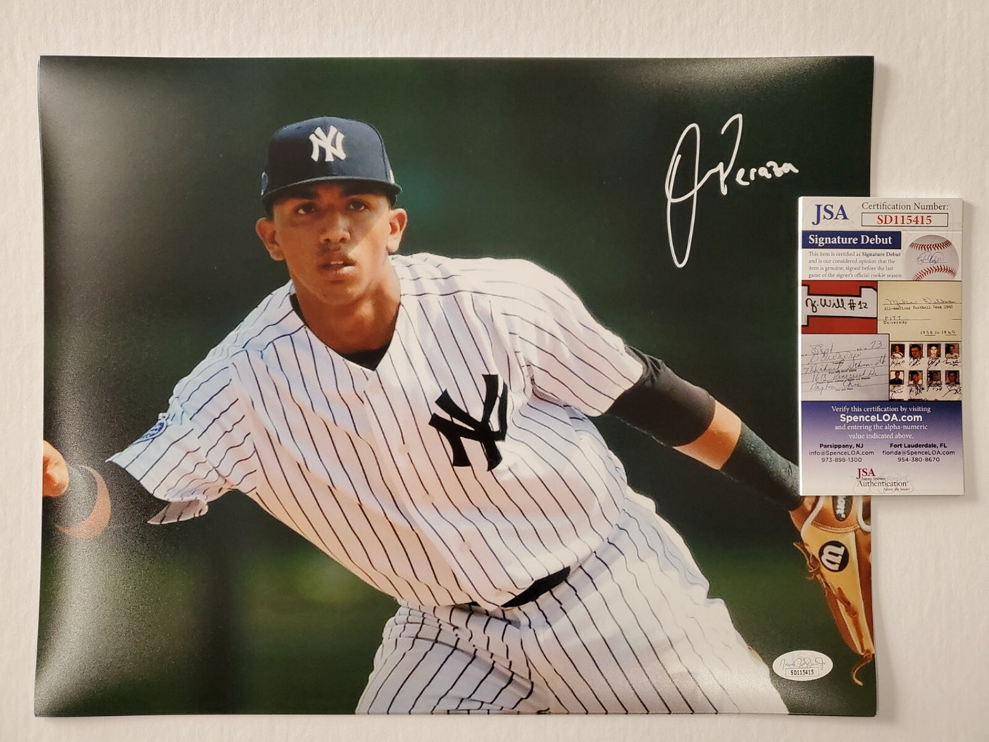 New York Yankees Oswald Peraza Autographed Signed 11X14 Photo Jsa Coa