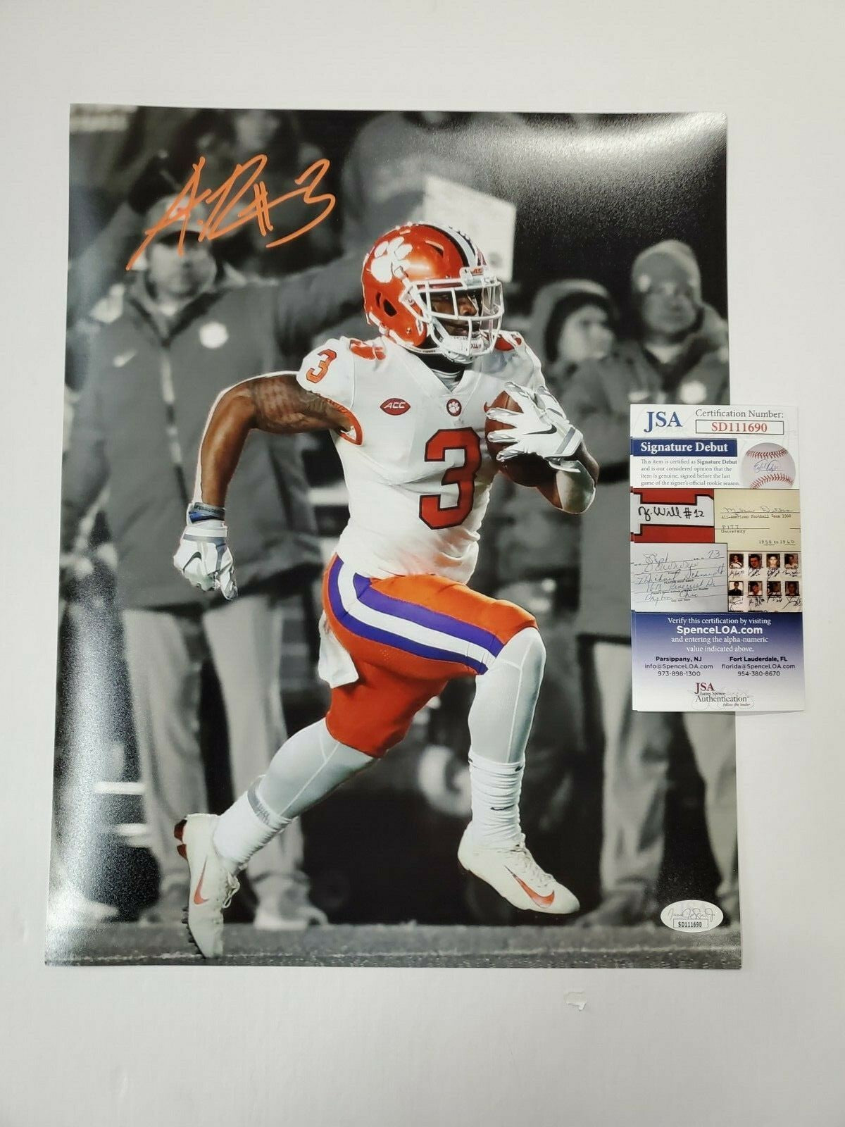 Clemson Tigers Amari Rodgers Autographed Signed 11X14 Photo Jsa Coa
