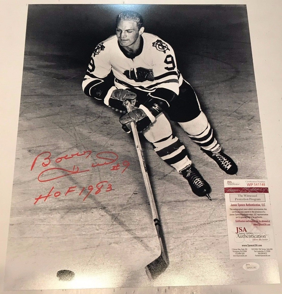 Bobby Hull Autographed Signed Inscribed Chicago Blackhawks 16X20 Photo Jsa Coa