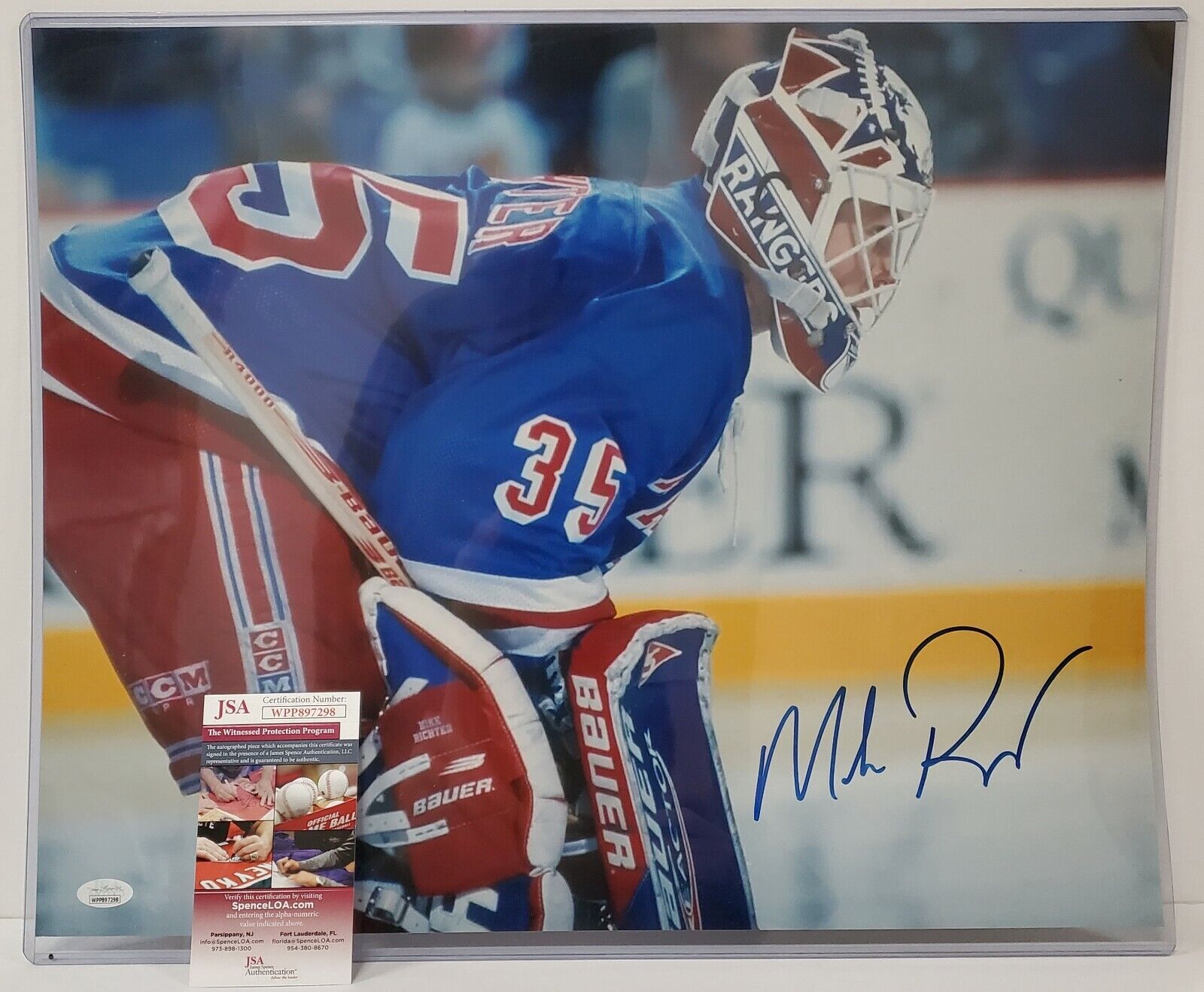 Mike Richter signed 16x20 photo 94 Stanley Cup Kick Save auto framed  Steiner Coa