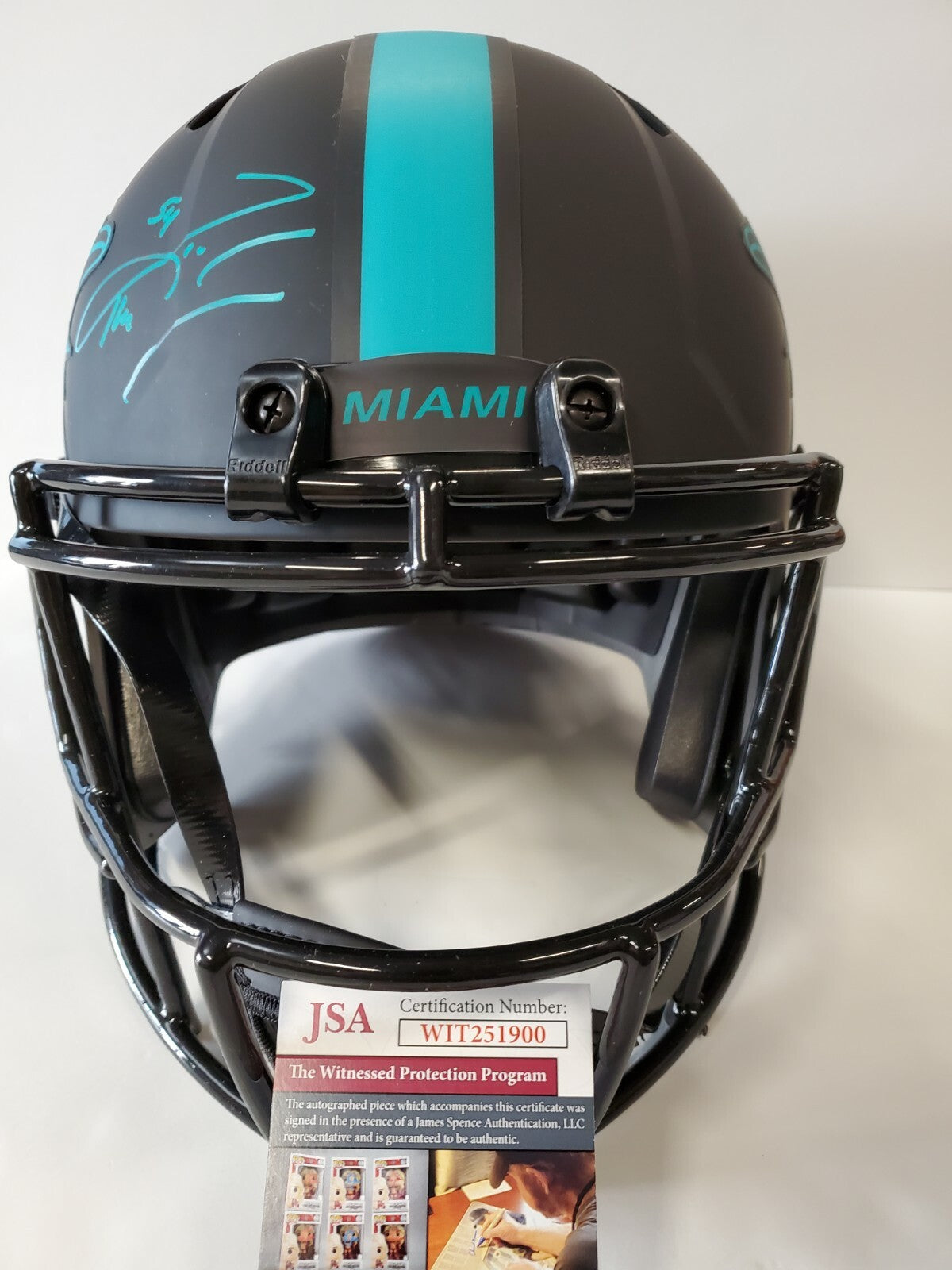 Zach Thomas Signed Inscr Miami Dolphins Full Size Eclipse Replica Helmet Jsa Coa