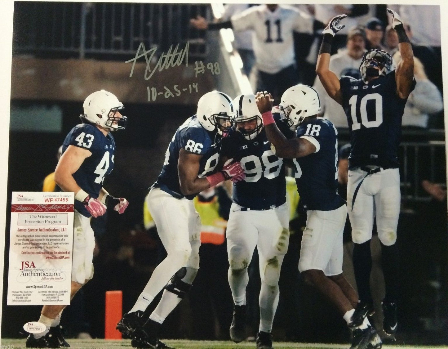 Anthony Zettel Autographed Signed Insc. Penn State 16X20 Photo Jsa Coa