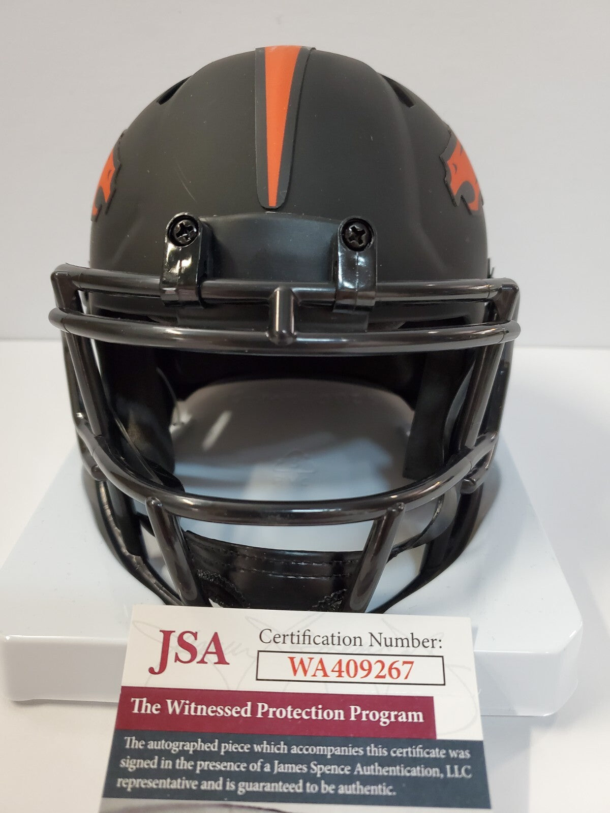 Denver Broncos Tim Patrick Signed Eclipse Mini Helmet Jsa Coa