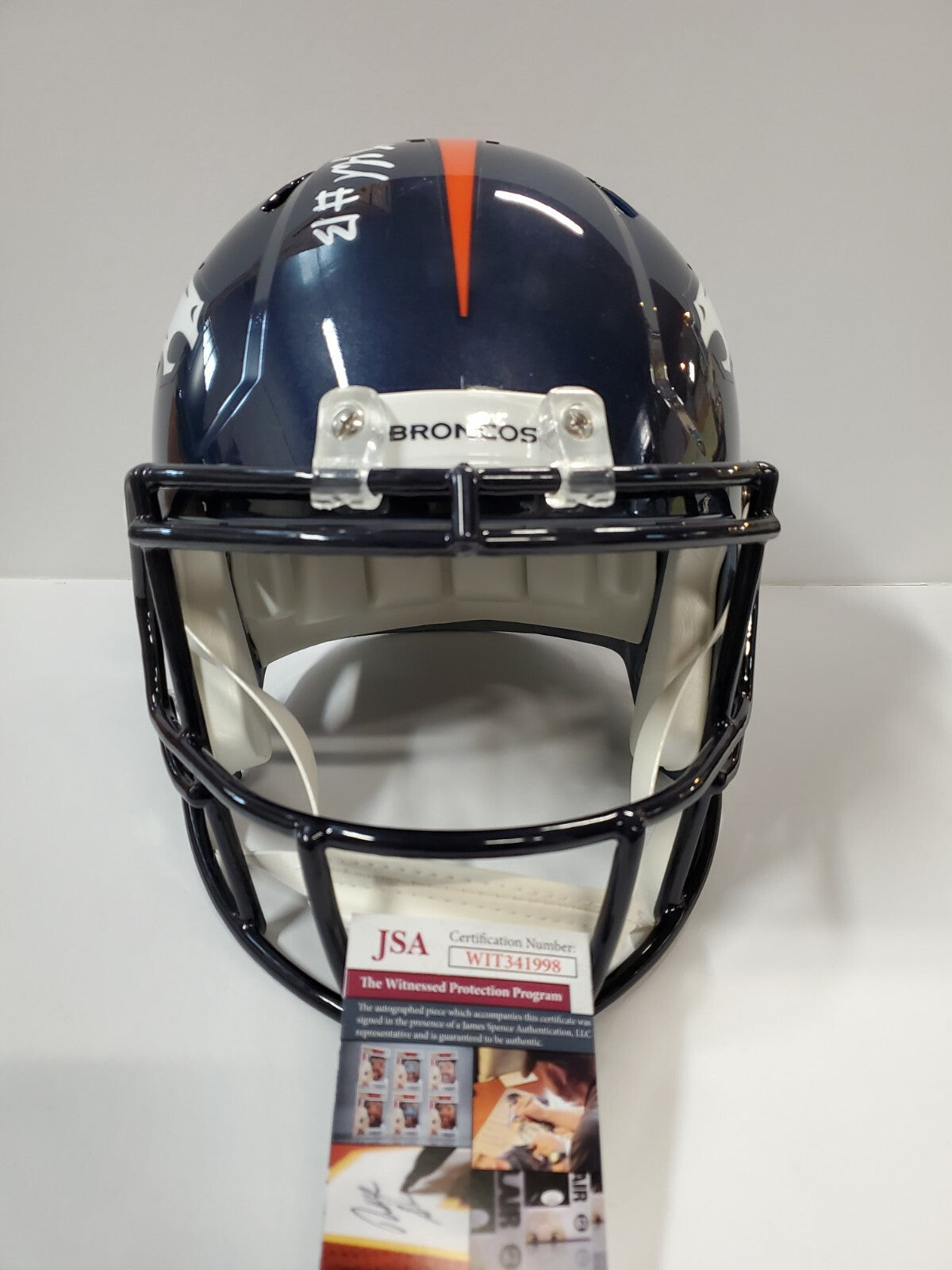 Kj Hamler Signed Inscribed Denver Broncos Speed Replica Full Size Helmet Jsa Coa