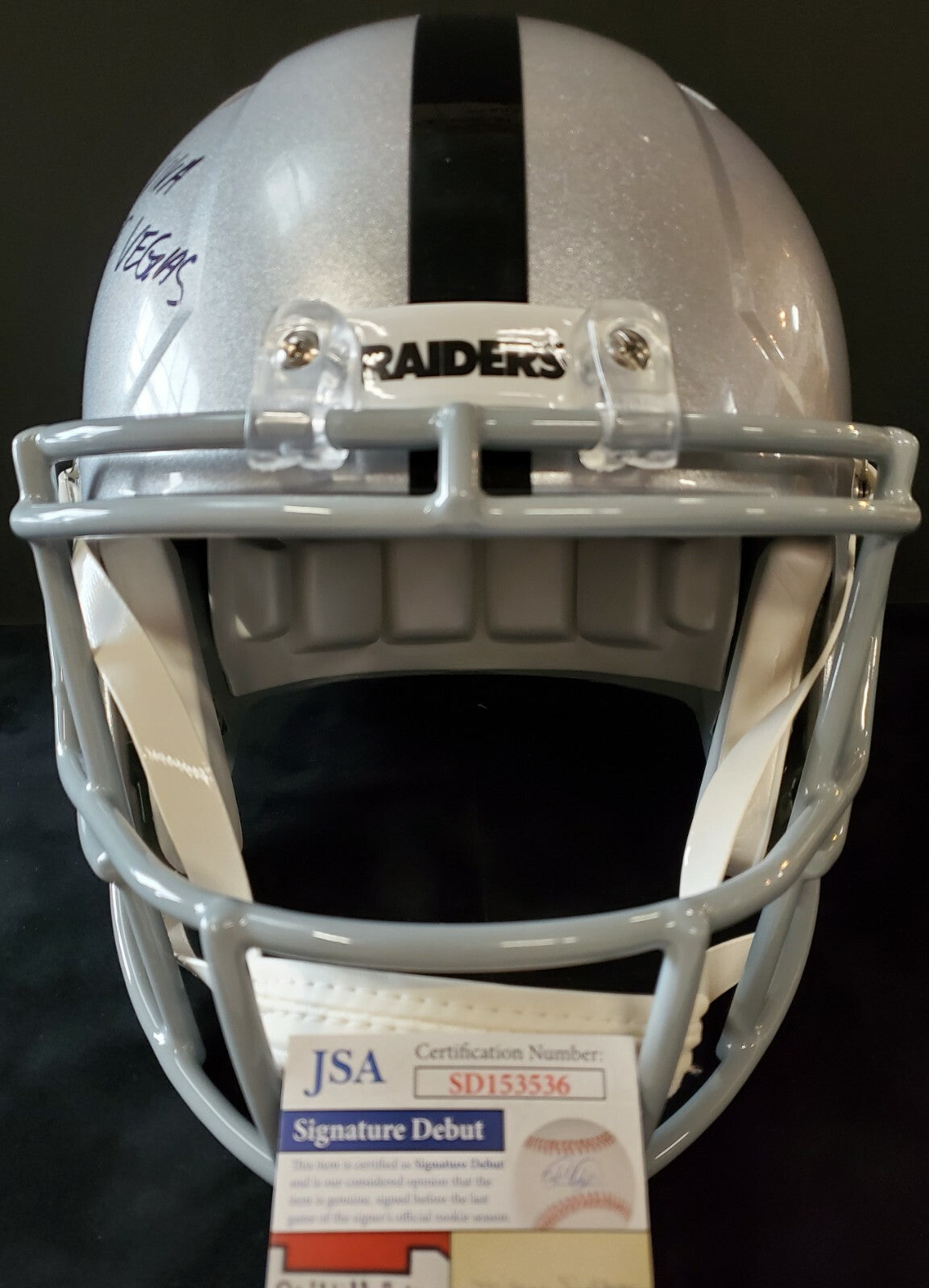Las Vegas Raiders Tre'von Moehrig Autographed Inscribed Full Size Helmet Jsa Coa