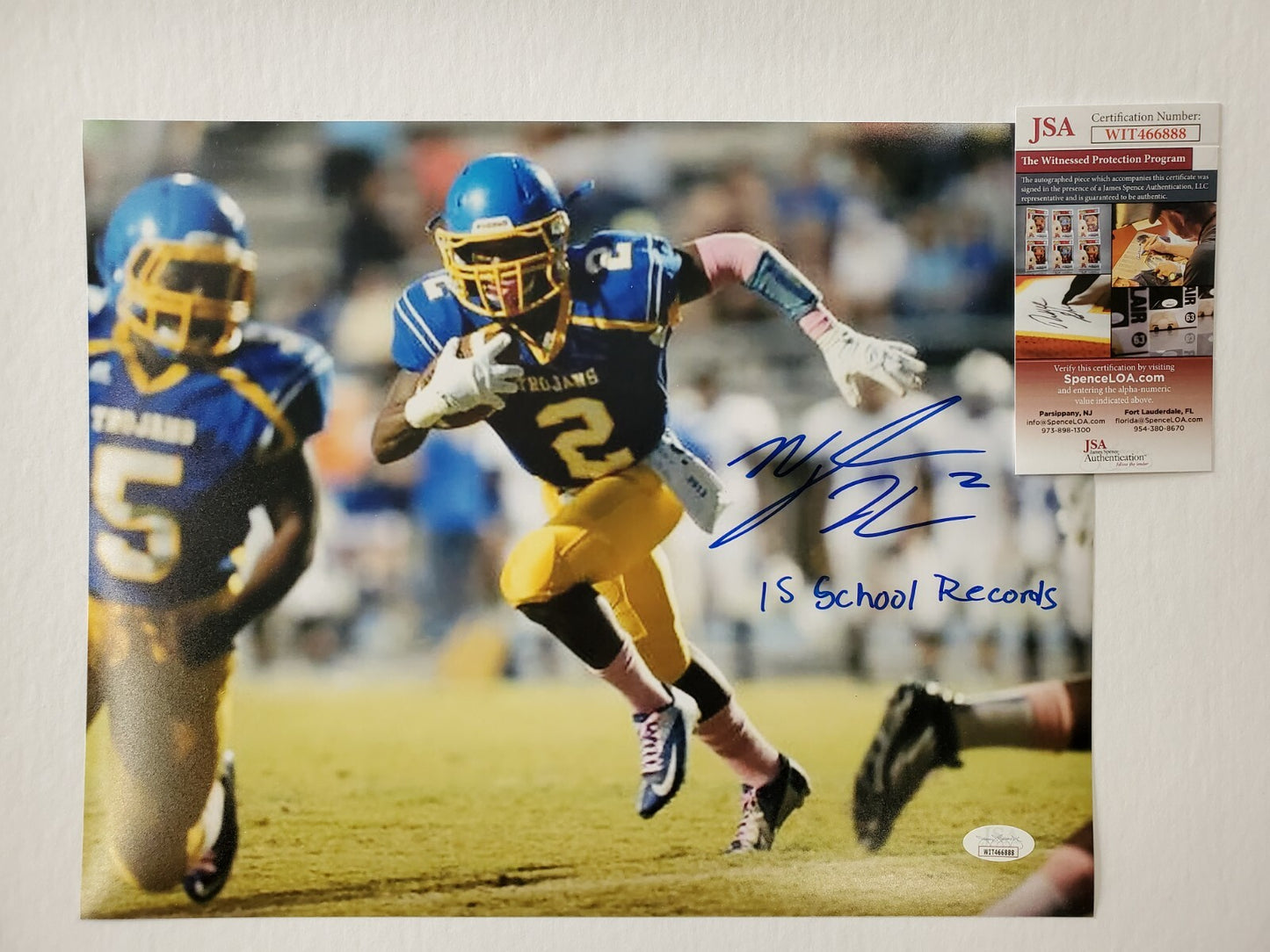 Garner Magnet Trojans Nyheim Hines Autographed Signed Inscribed 11X14 Jsa Coa
