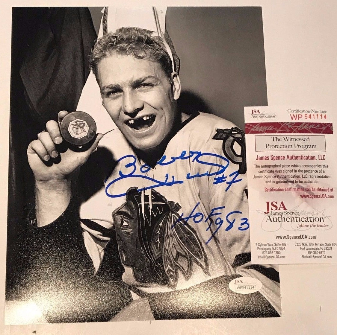 Bobby Hull Autographed Signed Inscribed Chicago Blackhawks 8X10 Photo Jsa Coa