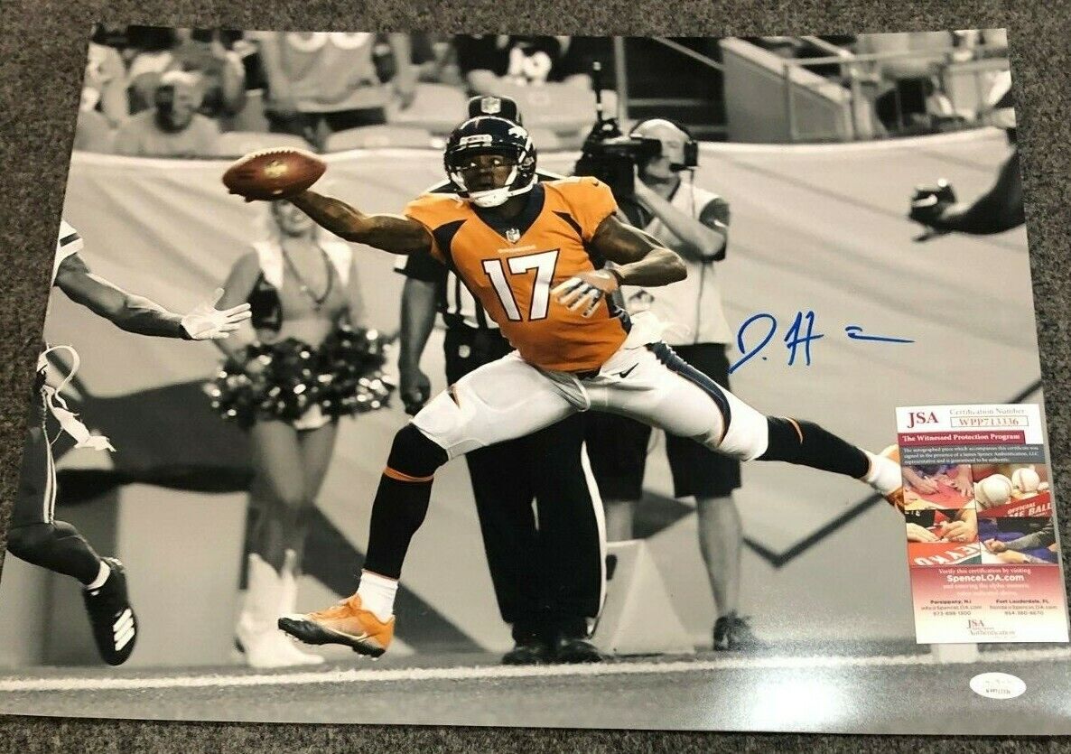 MVP Authentics Denver Broncos Daesean Hamilton Autographed Signed 16X20 Photo Jsa Coa 71.10 sports jersey framing , jersey framing