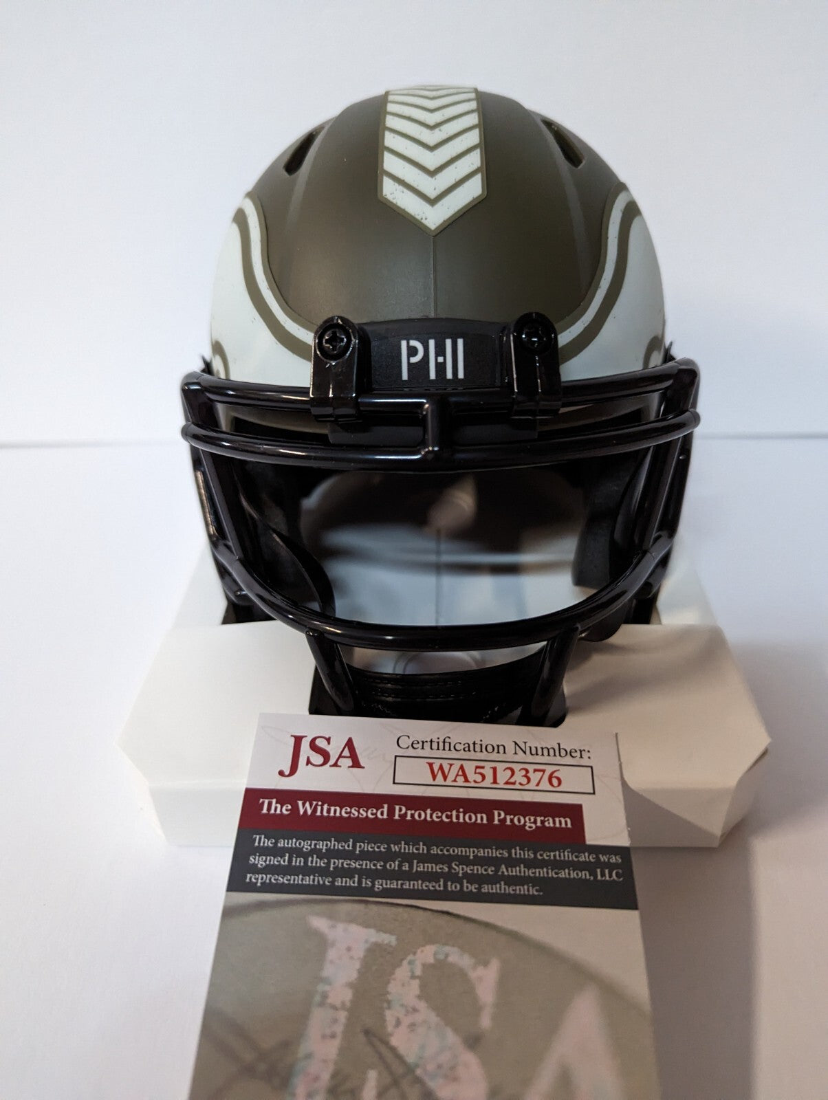 Philadelphia Eagles Fletcher Cox Autographed Signed Salute Mini Helmet Jsa Coa