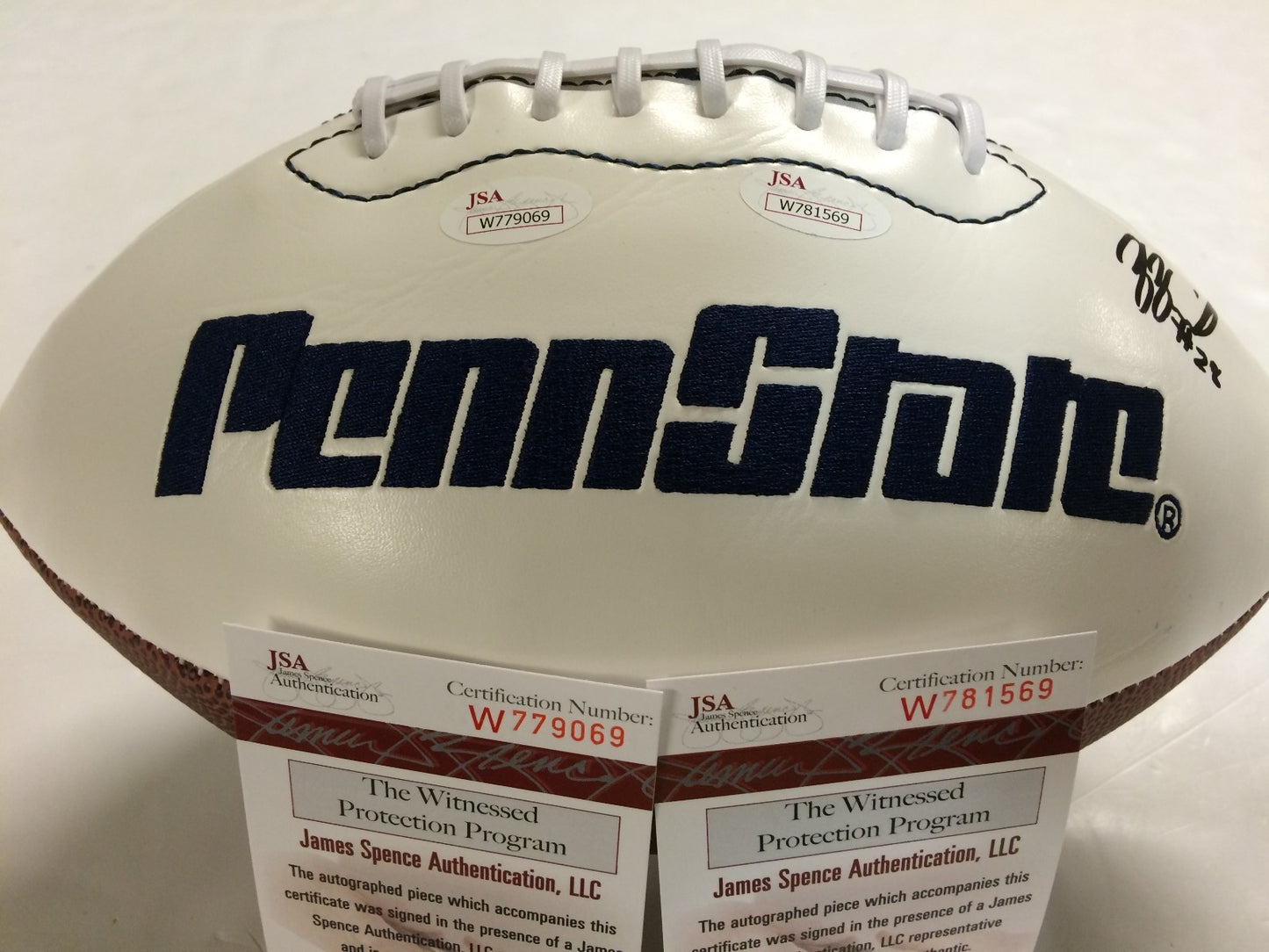 Bill Belton, Zach Zwinak Signed Inscribed Penn State Logo Football Jsa Coa