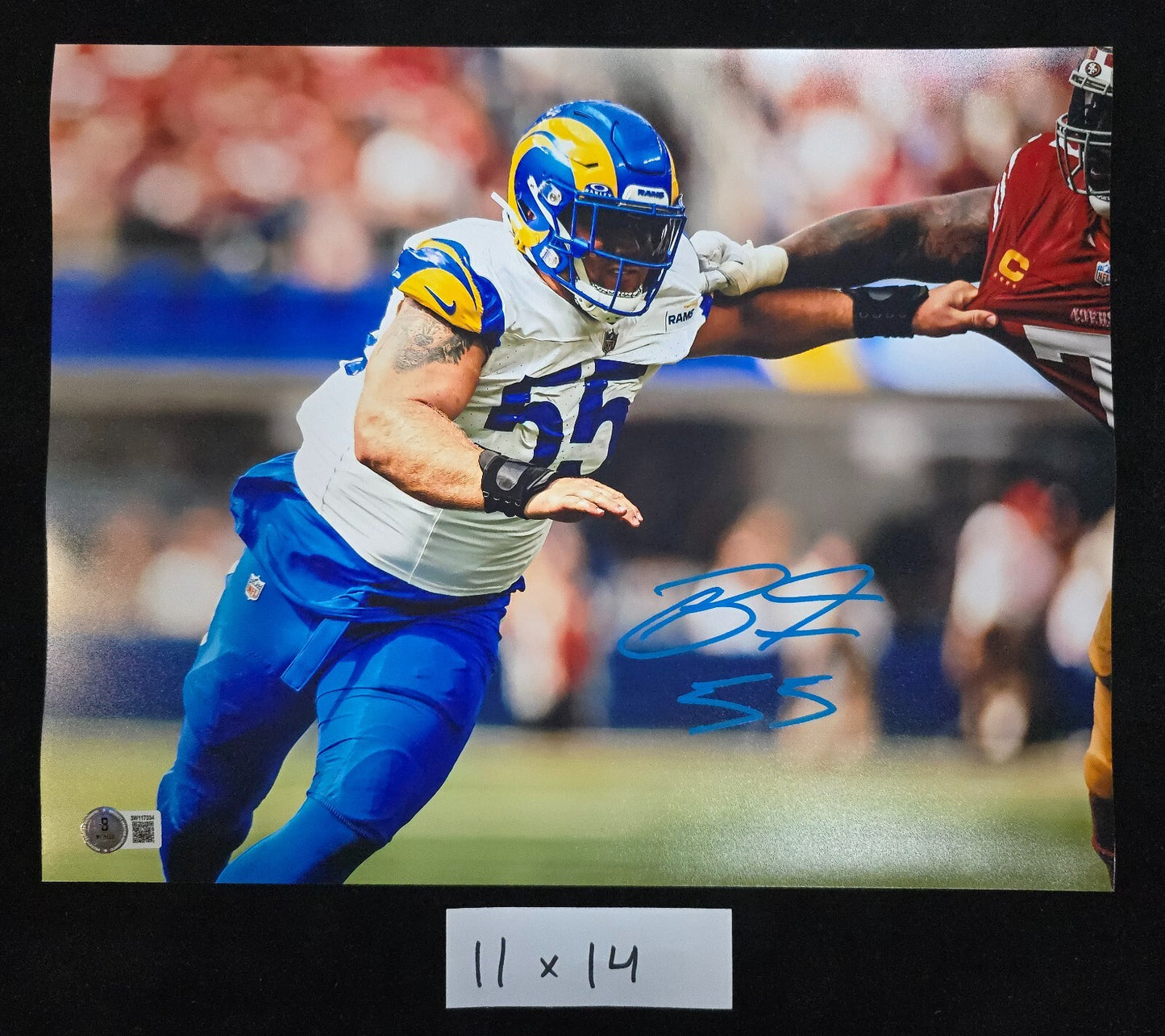 Los Angeles Rams Braden Fiske Autographed Signed 11X14 Photo Beckett Holo