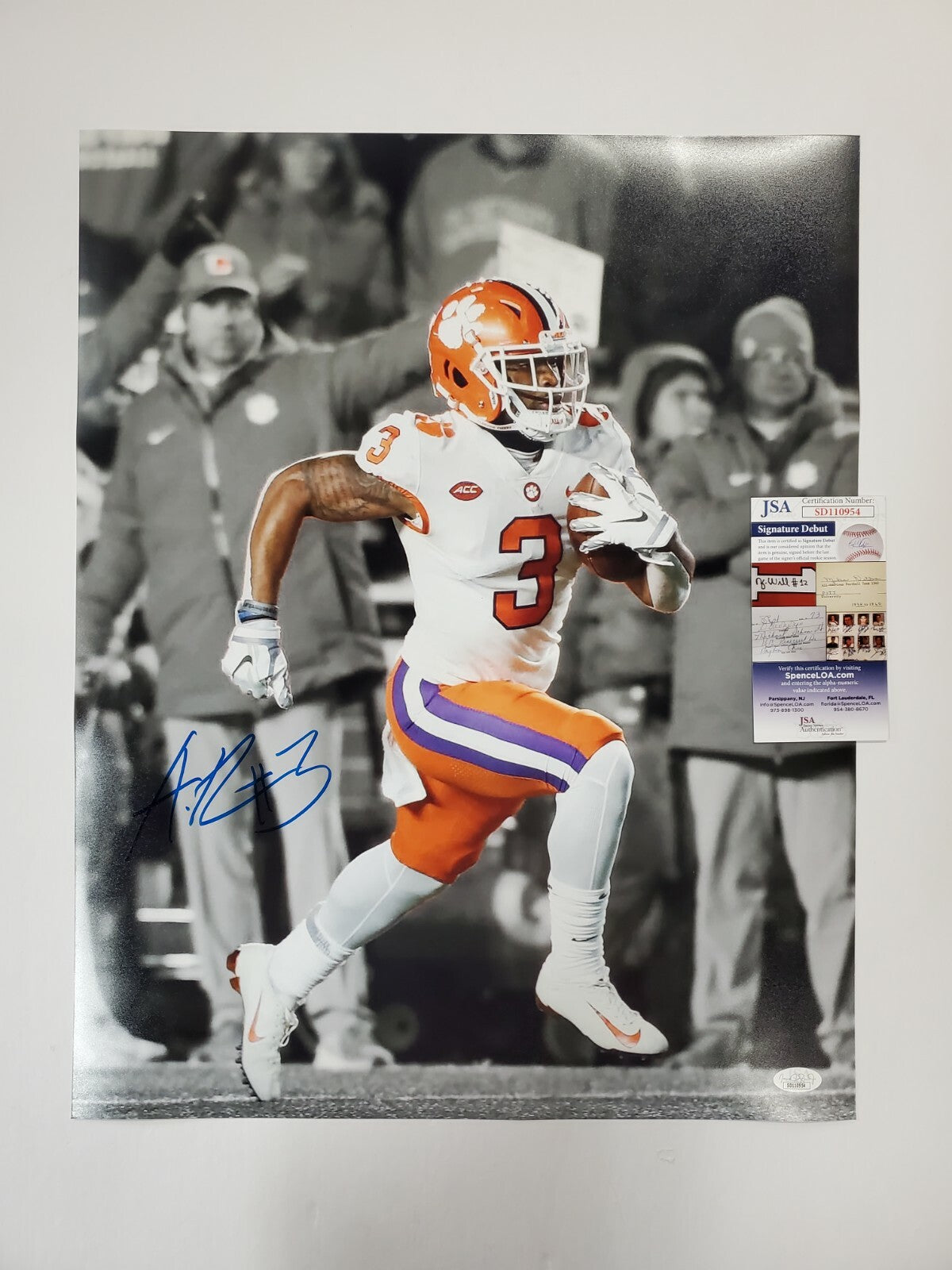 Clemson Tigers Amari Rodgers Autographed Signed 16X20 Photo Jsa Coa
