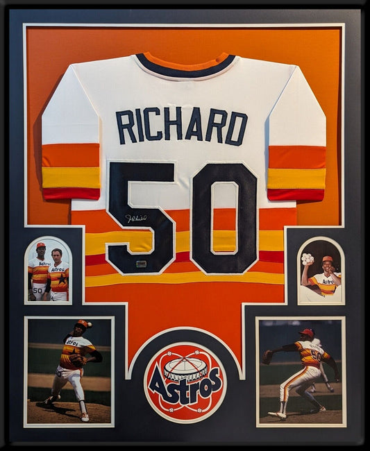 MVP Authentics Framed Houston Astros J.R. Richard Autographed Signed Jersey Fitterman Holo 495 sports jersey framing , jersey framing