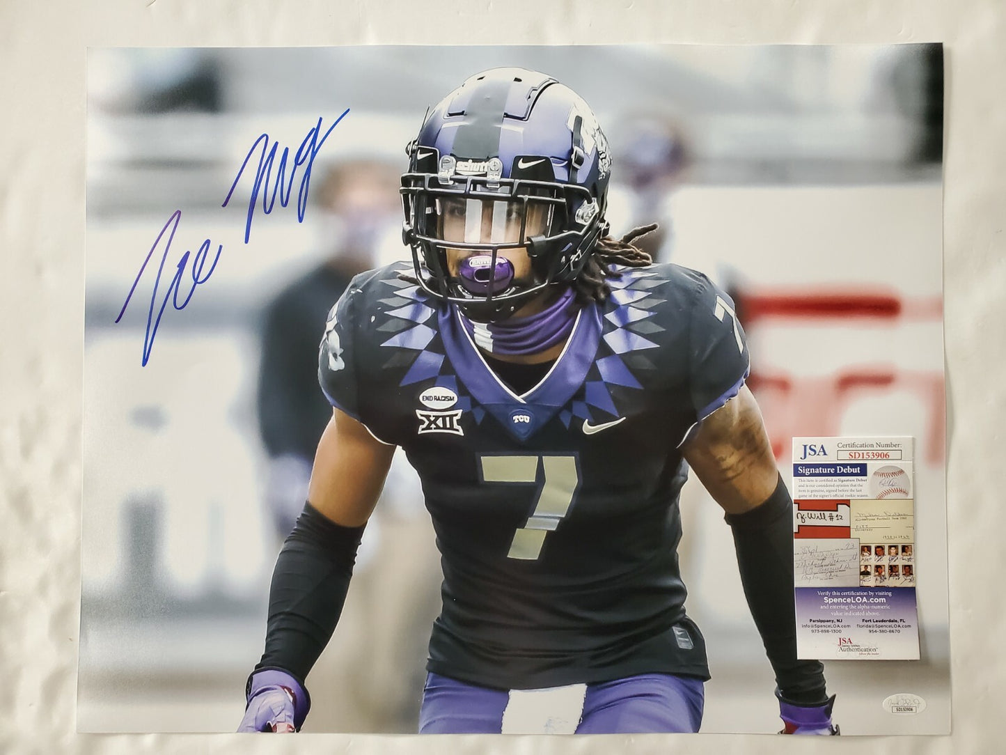 Tcu Horned Frogs Tre'von Moehrig Autographed Signed 16X20 Photo Jsa Coa