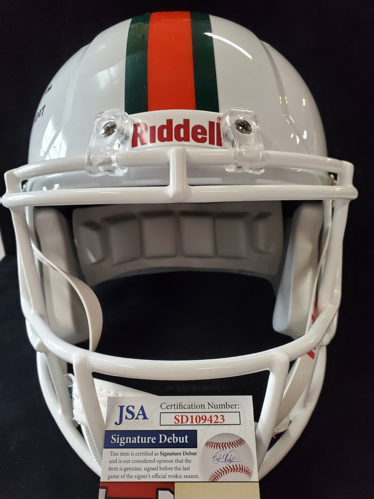 Greg Rousseau Signed Inscribed Miami Hurricanes Full Size Replica Helmet Jsa Coa