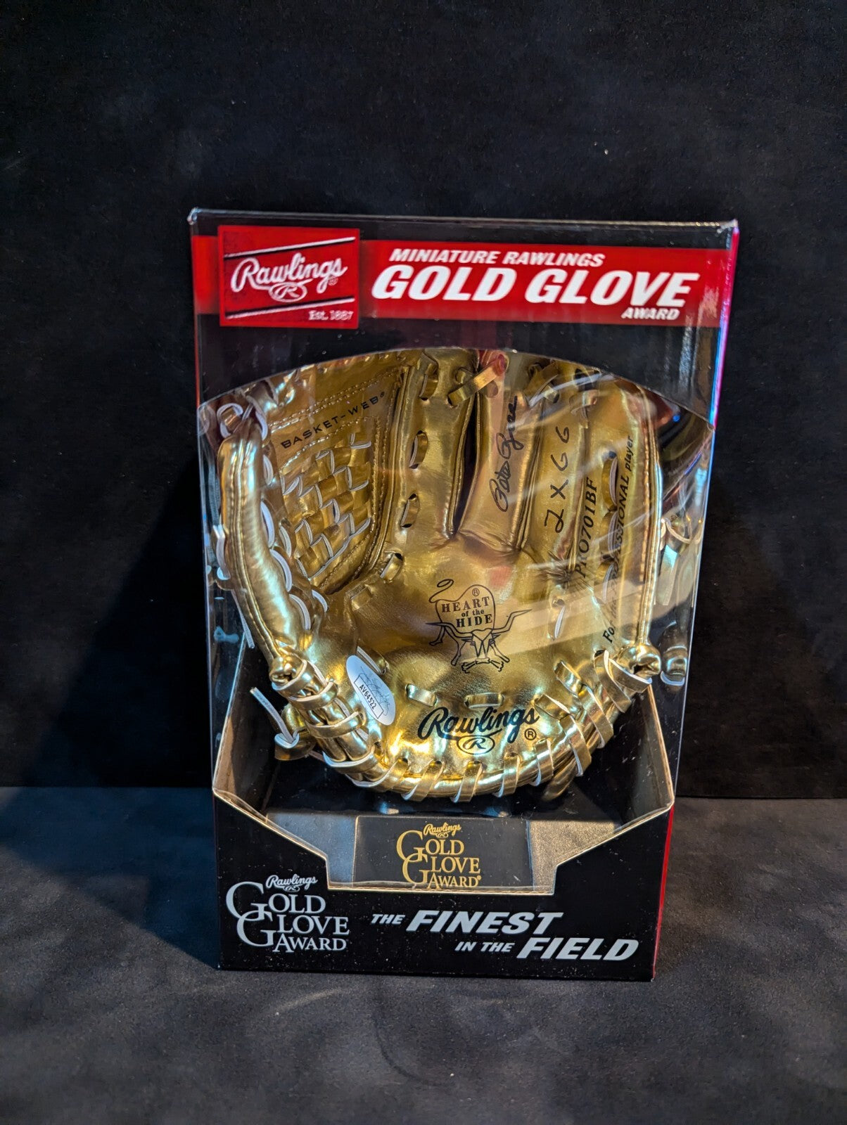 Cincinnati Reds Pete Rose Signed Inscribed 2Xgg Mini Gold Glove Jsa Coa
