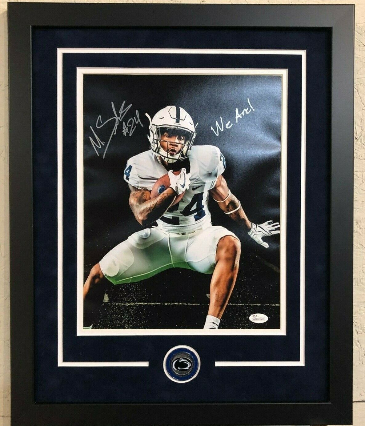MVP Authentics Framed Miles Sanders Signed Inscribed Penn State 11X14 Photo Jsa Coa 125.10 sports jersey framing , jersey framing