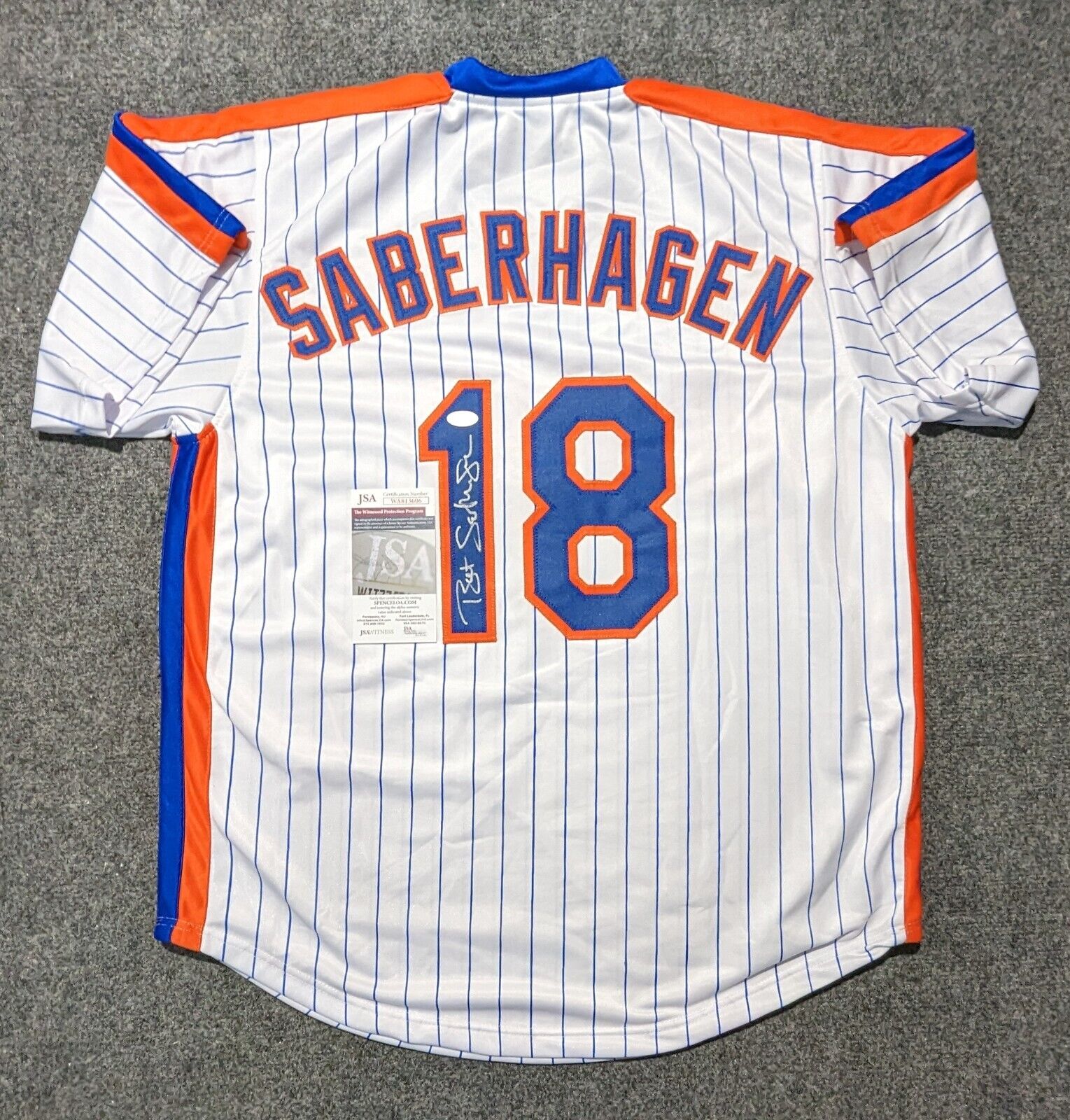 New York Mets Bret Saberhagen Autographed Signed Custom Jersey Jsa Coa