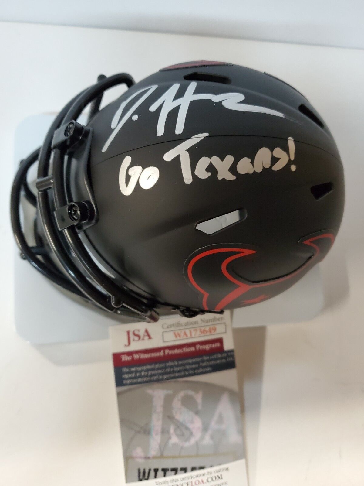 MVP Authentics Houston Texans Daesean Hamilton Signed Inscribed Eclipse Mini Helmet Jsa Coa 85.50 sports jersey framing , jersey framing