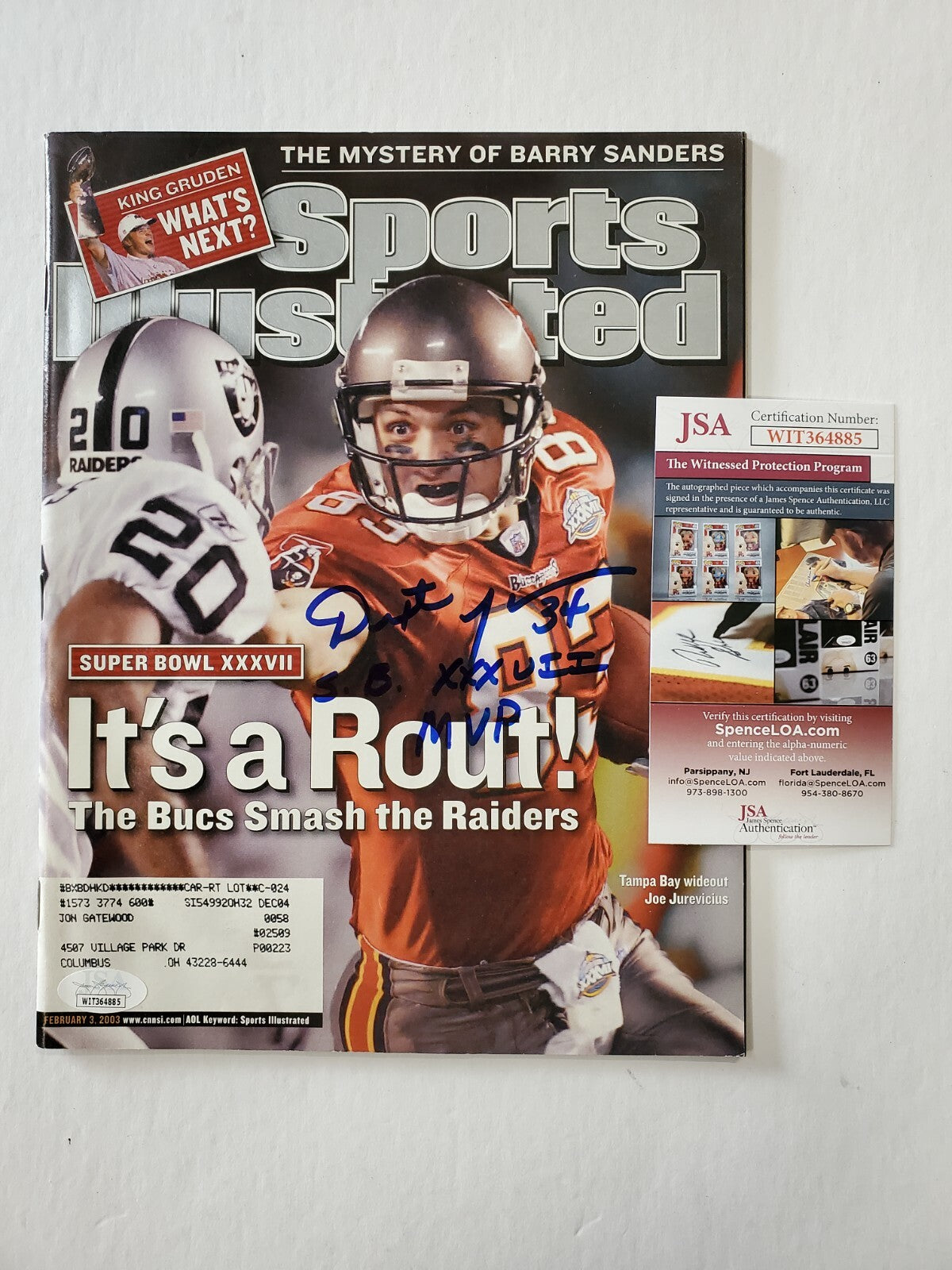 Tampa Bay Buccaneers Dexter Jackson Autographed Sports Illustrated Jsa Coa