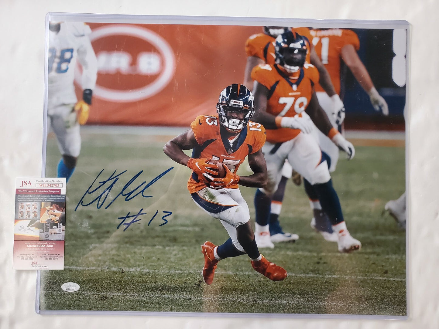 Kj Hamler Autographed Signed Denver Broncos 16X20 Photo Jsa Coa