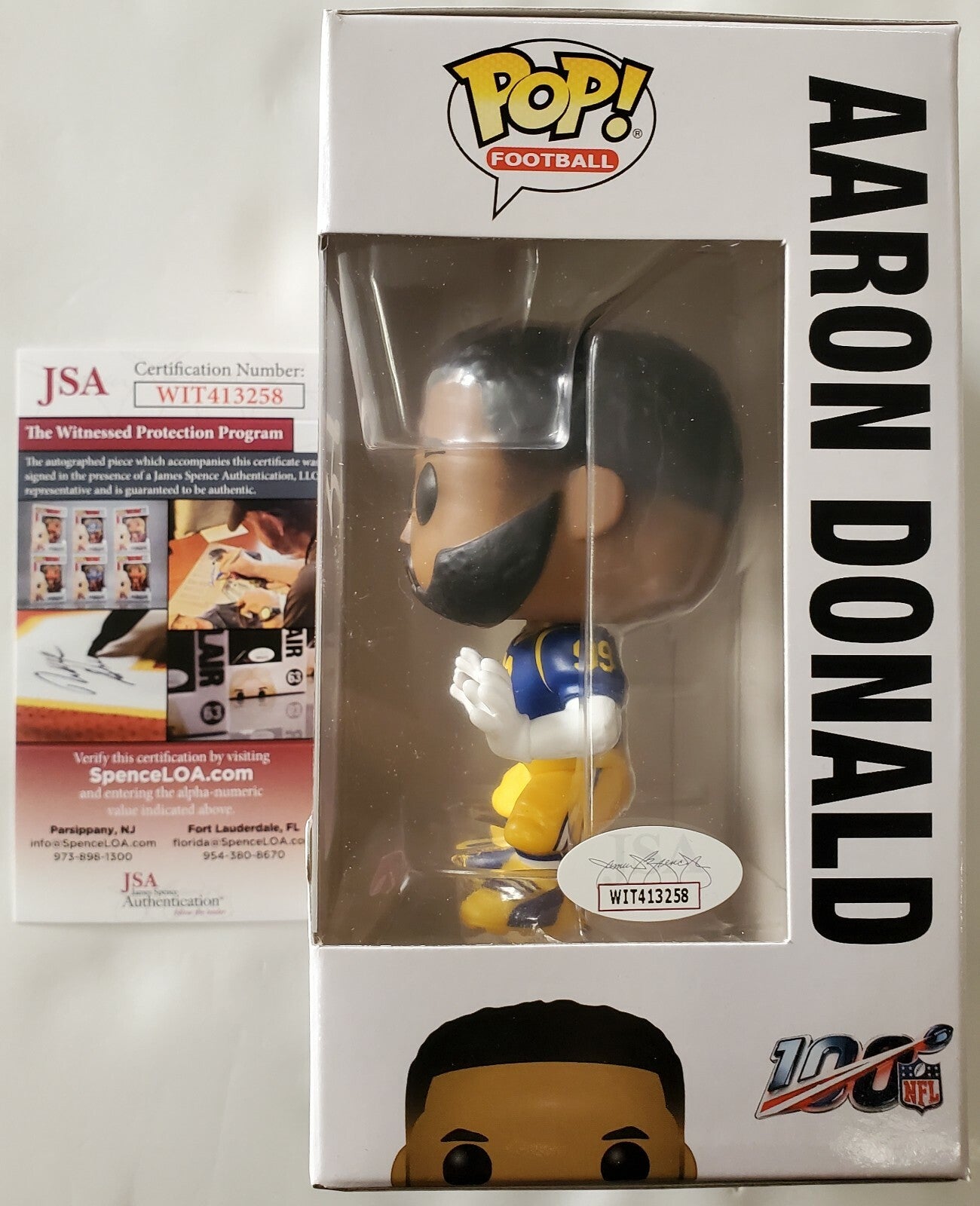 Los Angeles Rams Aaron Donald Autographed Funko Pop Jsa Coa