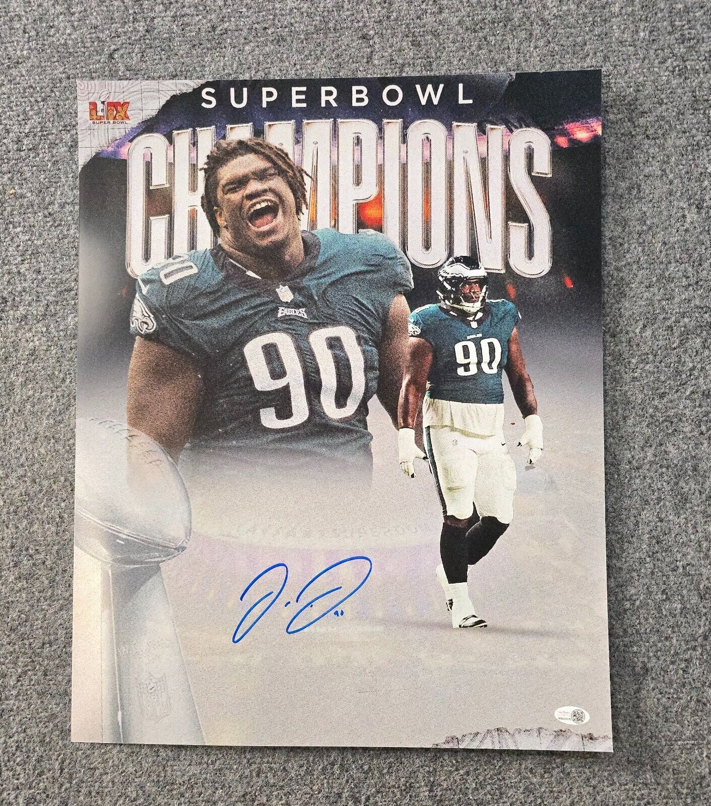 Philadelphia Eagles Jordan Davis Autographed Signed 16X20 Photo Jsa Holo