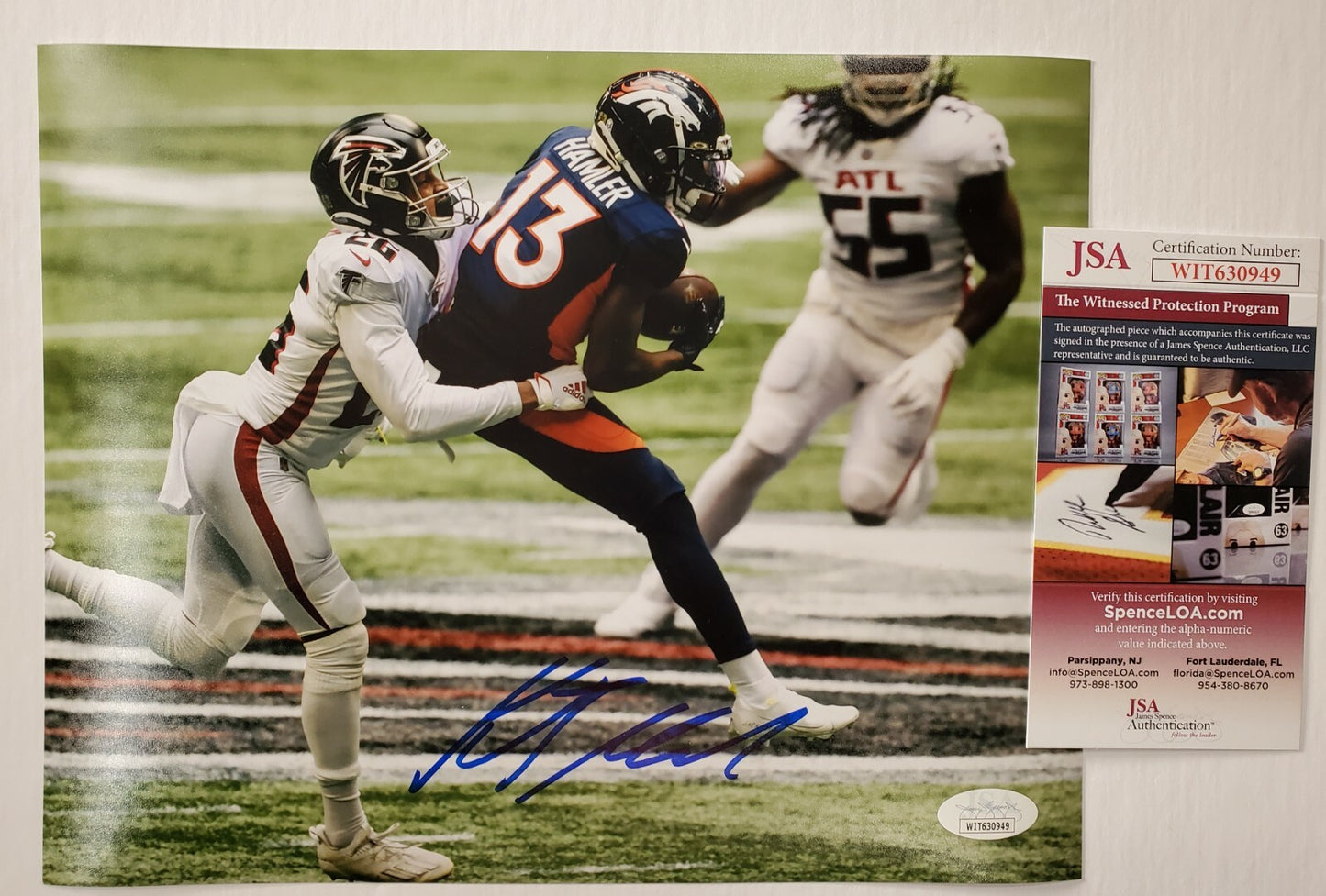 Denver Broncos Kj Hamler Autographed Signed 8X10 Photo Jsa Coa