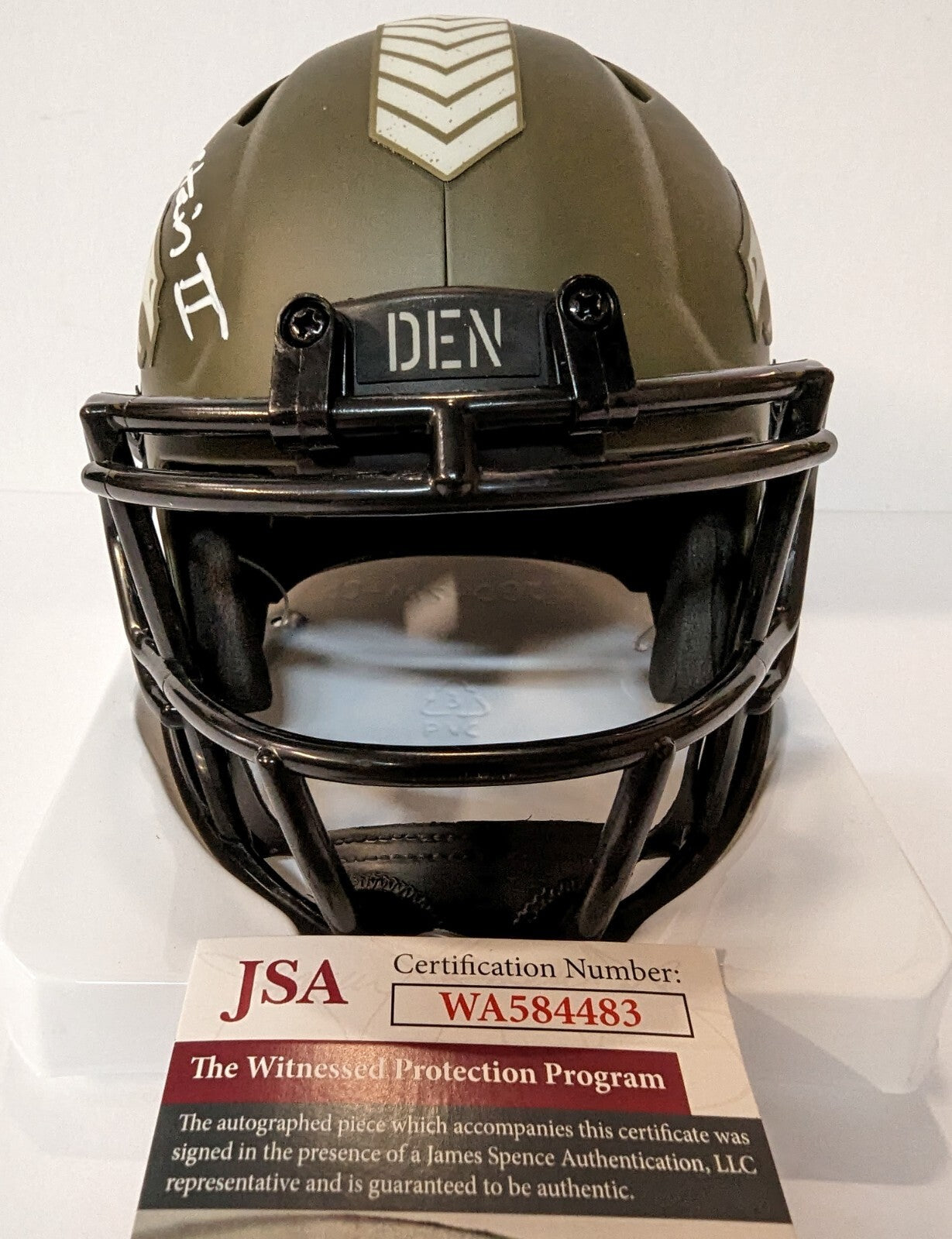 Denver Broncos Patrick Surtain Ii Signed Salute To Service Mini Helmet Jsa Coa