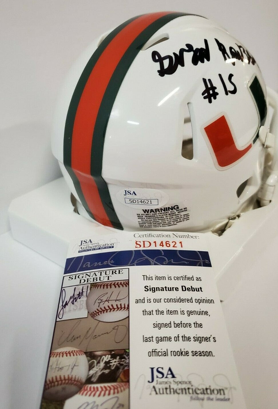 Greg Rousseau Autographed Signed Miami Hurricanes Mini Helmet Jsa Coa