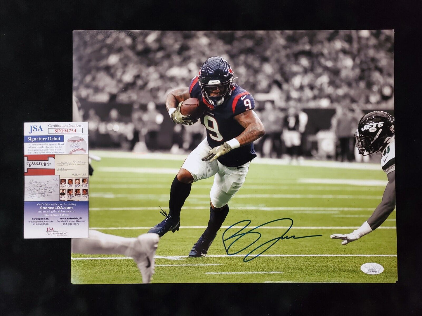 MVP Authentics Houston Texans Brevin Jordan Autographed Signed 11X14 Photo Jsa Coa 63 sports jersey framing , jersey framing