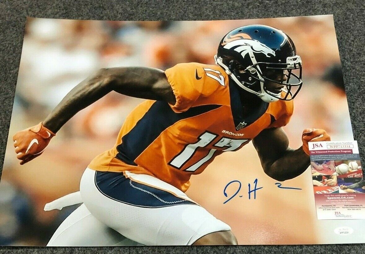 MVP Authentics Denver Broncos Daesean Hamilton Autographed Signed 16X20 Photo Jsa Coa 71.10 sports jersey framing , jersey framing