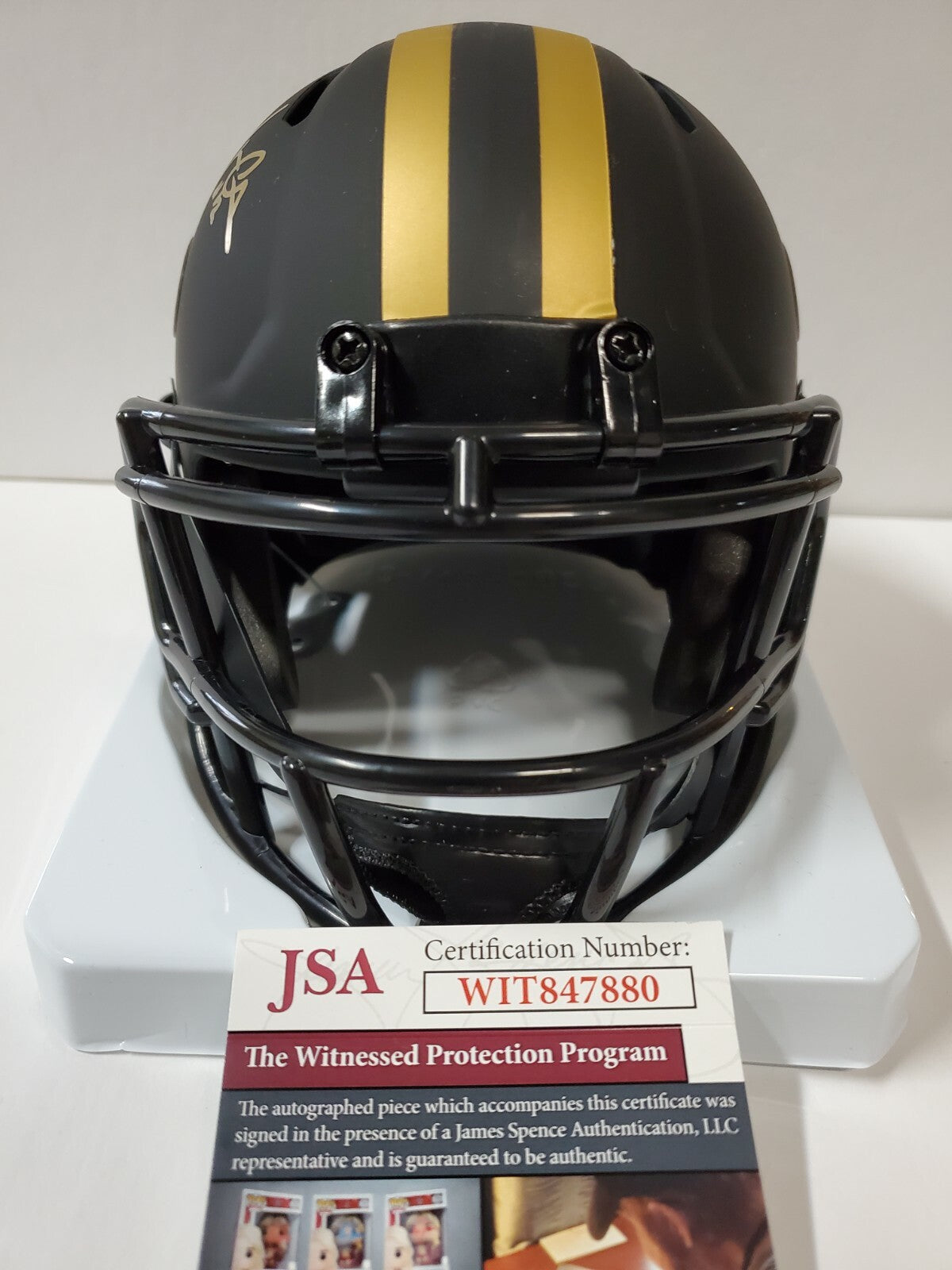 New Orleans Saints Marques Colston Signed Eclipse Mini Helmet Jsa Coa