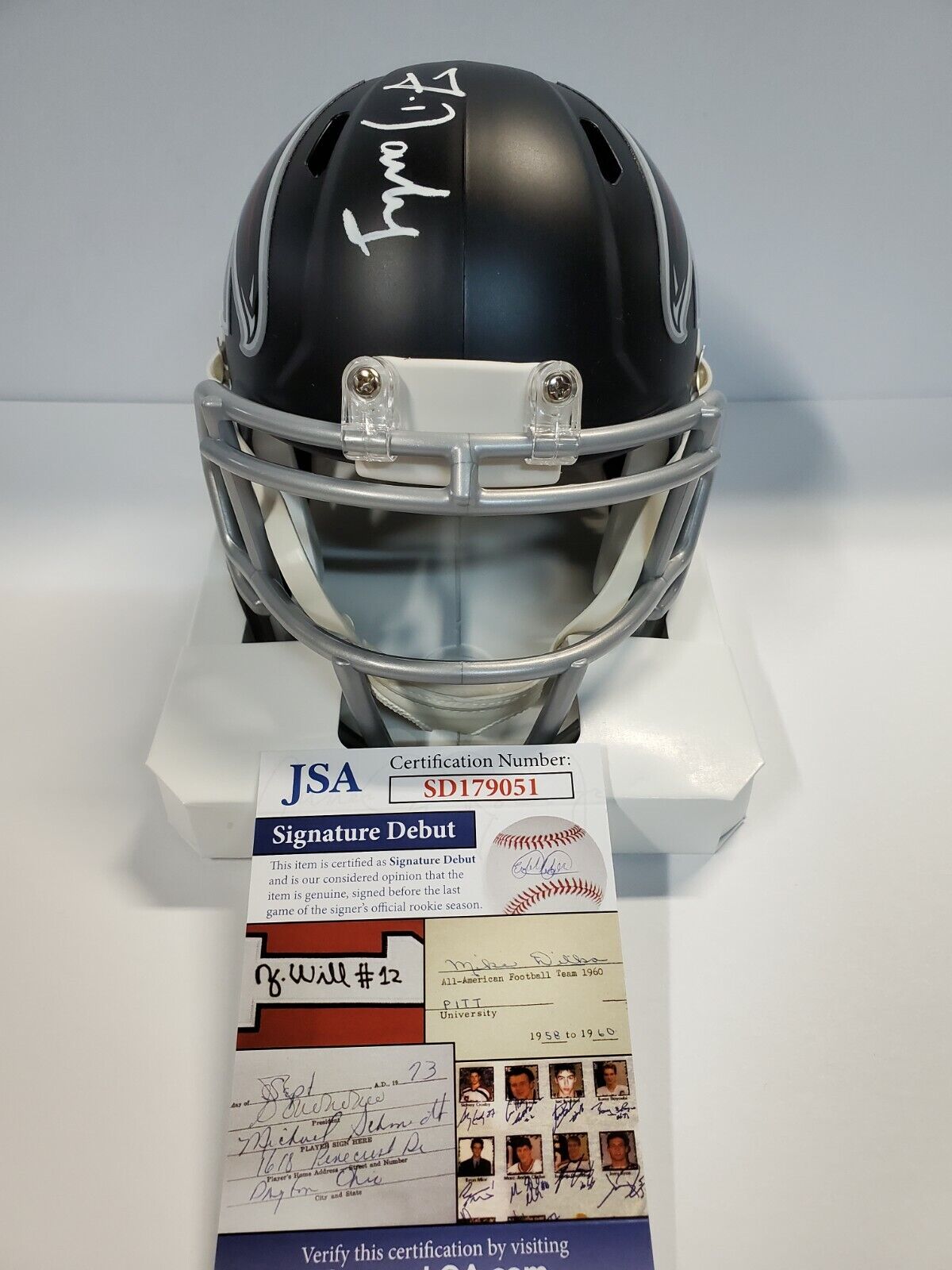 MVP Authentics Atlanta Falcons Frank Darby Autographed Signed Speed Mini Helmet Jsa Coa 80.10 sports jersey framing , jersey framing