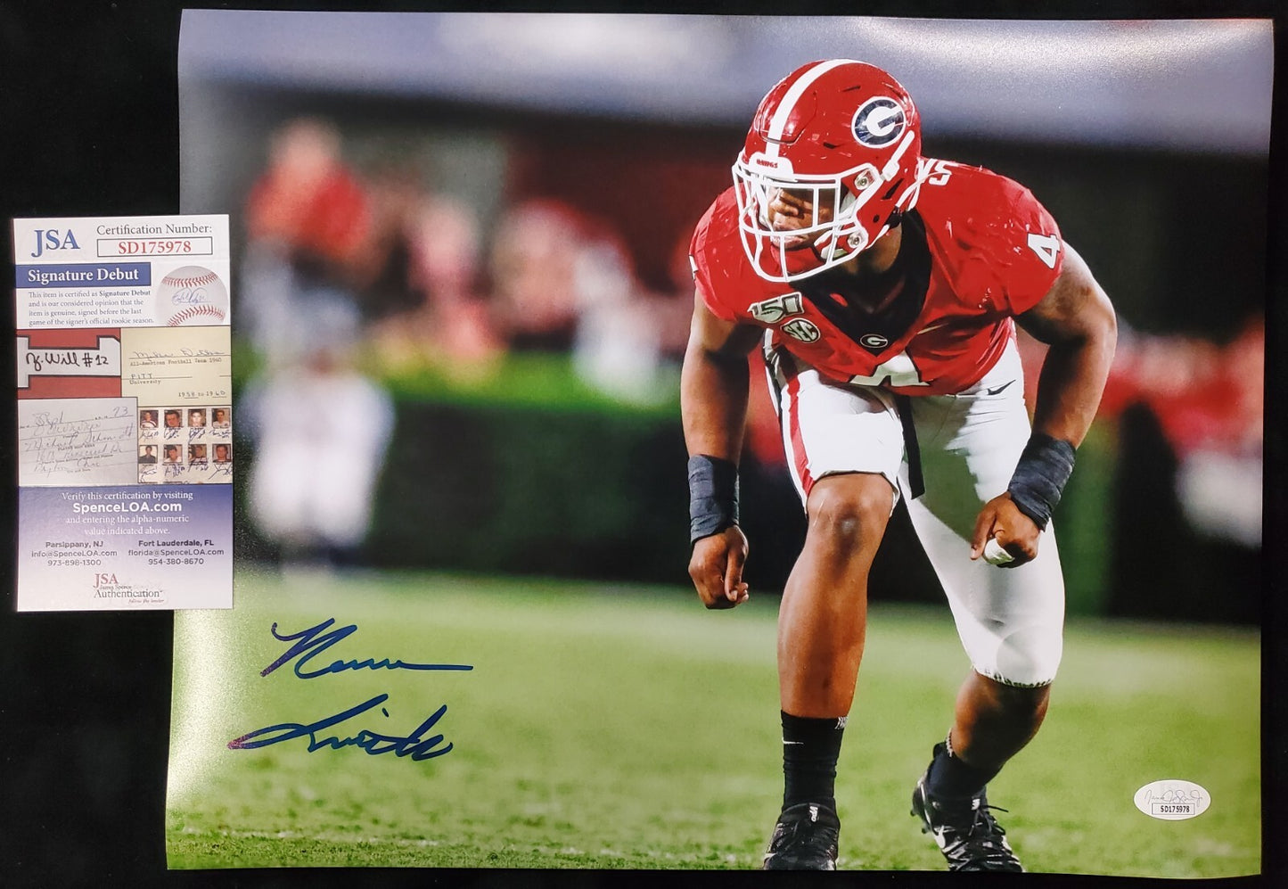Georgia Bulldogs Nolan Smith Jr Autographed Signed 11X14 Photo Jsa Coa