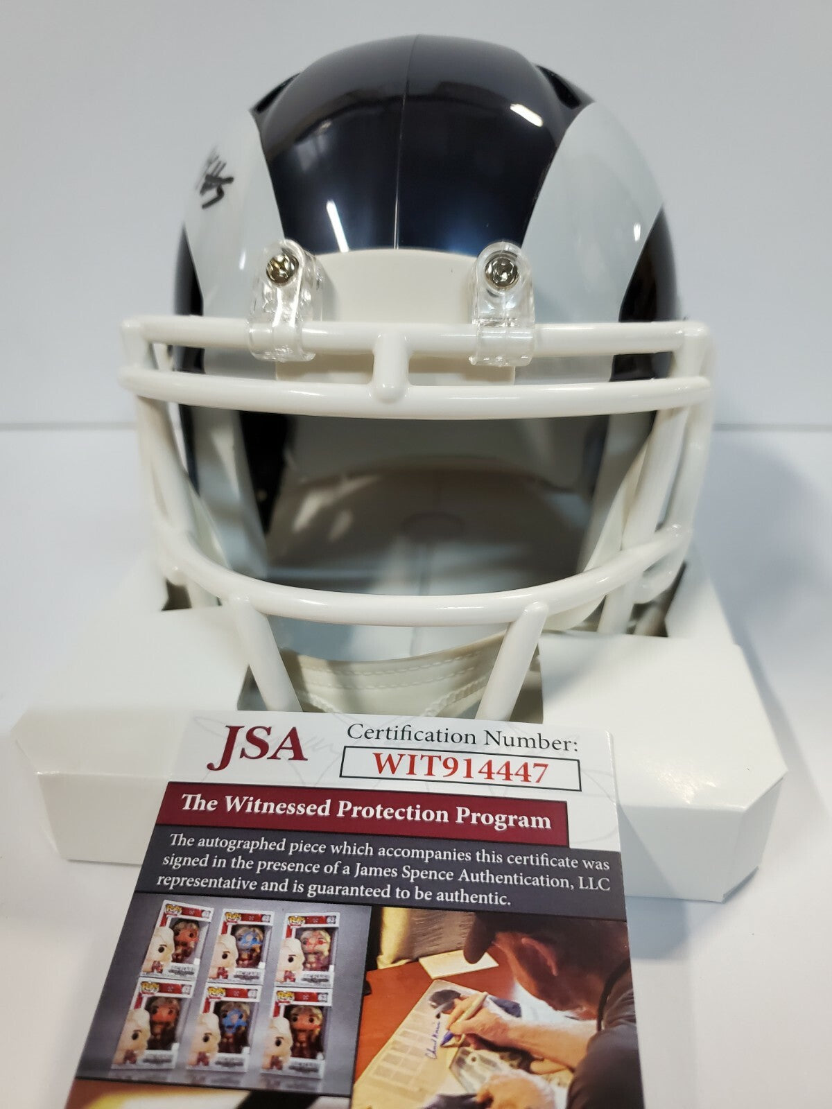 Los Angeles Rams Jalen Ramsey Autographed Throwback Mini Helmet Jsa Coa