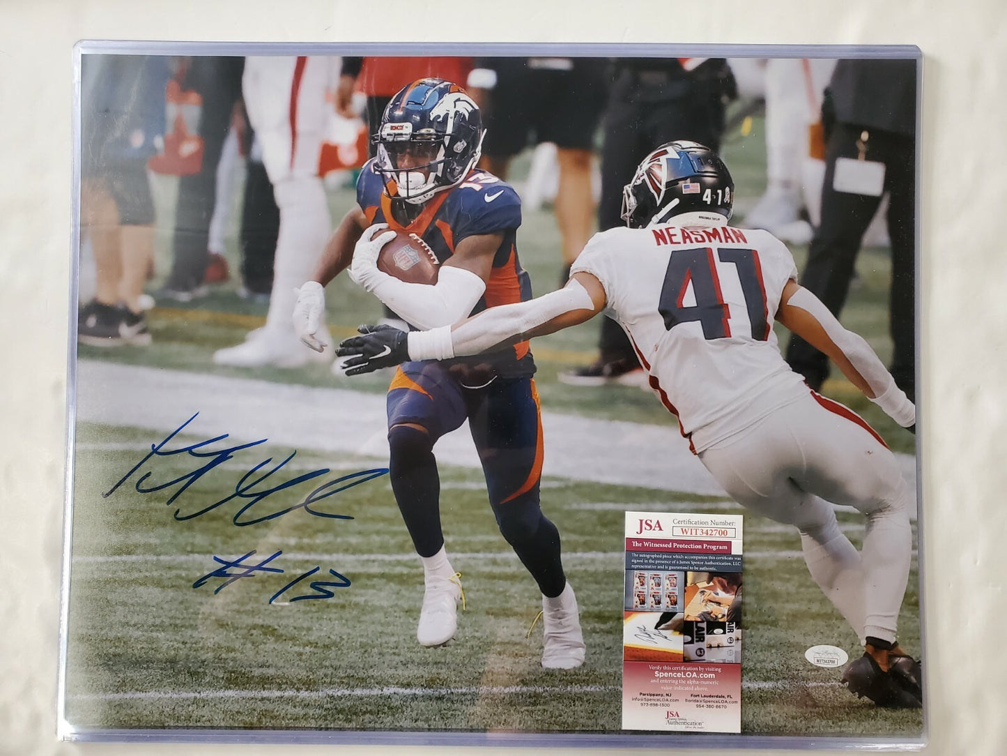 Kj Hamler Autographed Signed Denver Broncos 16X20 Photo Jsa Coa