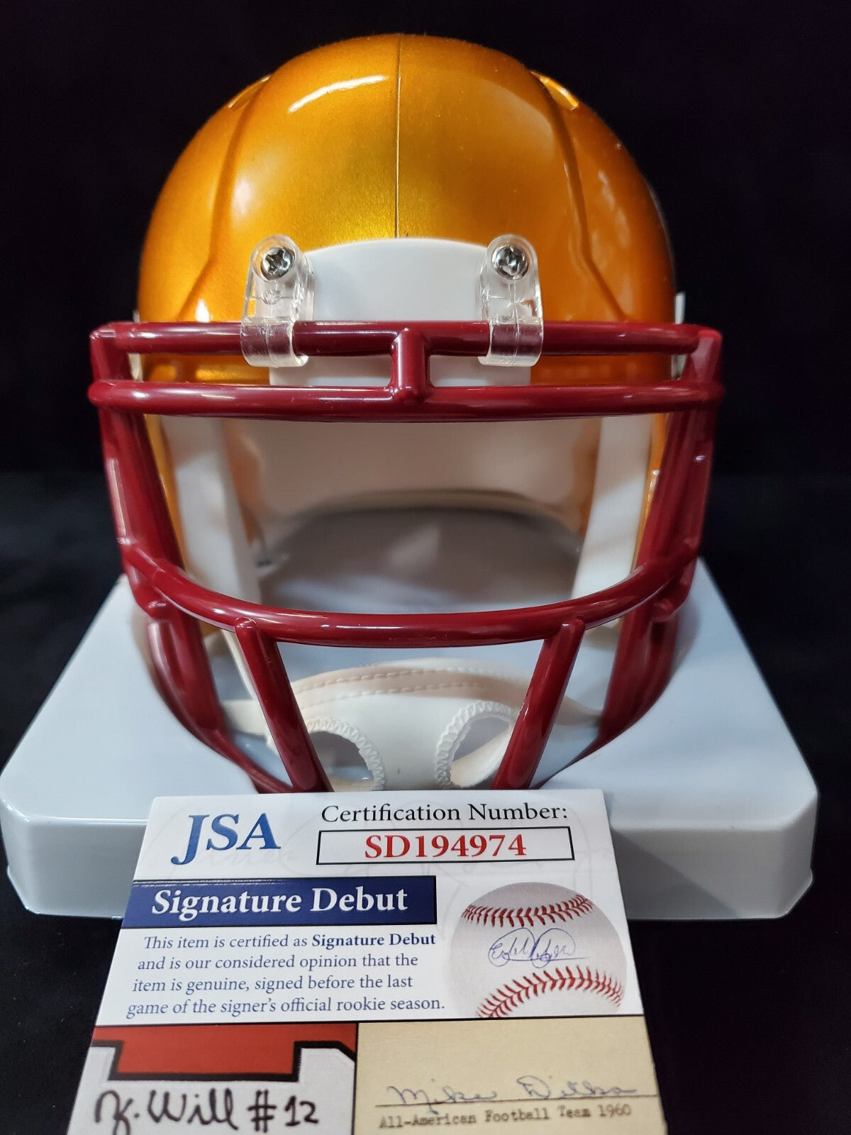 Washington Commanders Cole Kelley Autographed Signed Flash Mini Helmet Jsa Coa