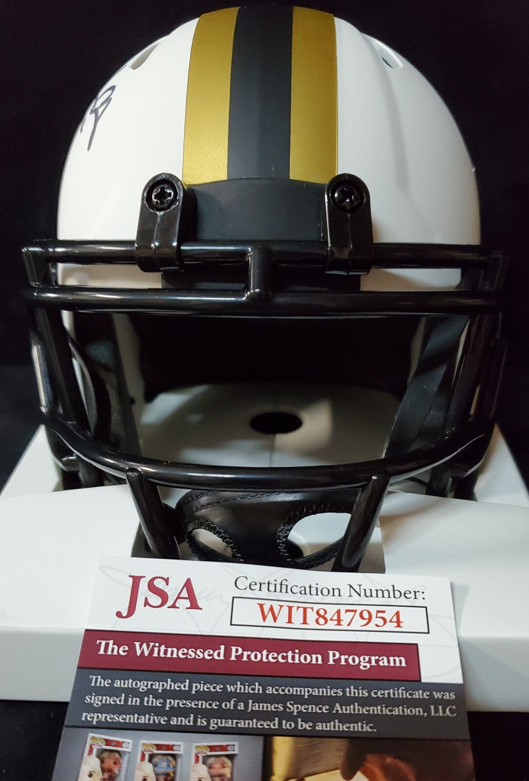 New Orleans Saints Marques Colston Signed Lunar Mini Helmet Jsa Coa