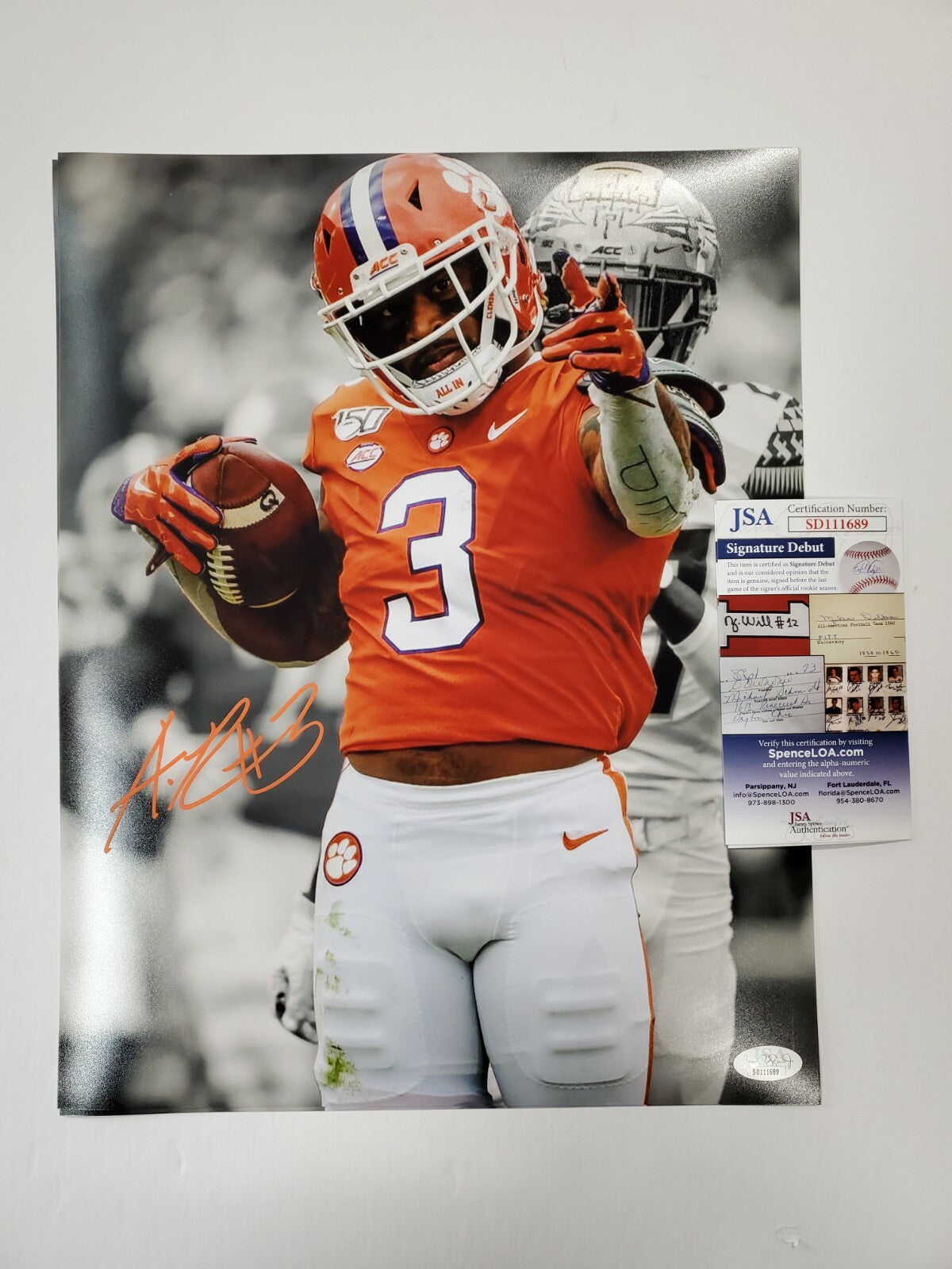 Clemson Tigers Amari Rodgers Autographed Signed 11X14 Photo Jsa Coa