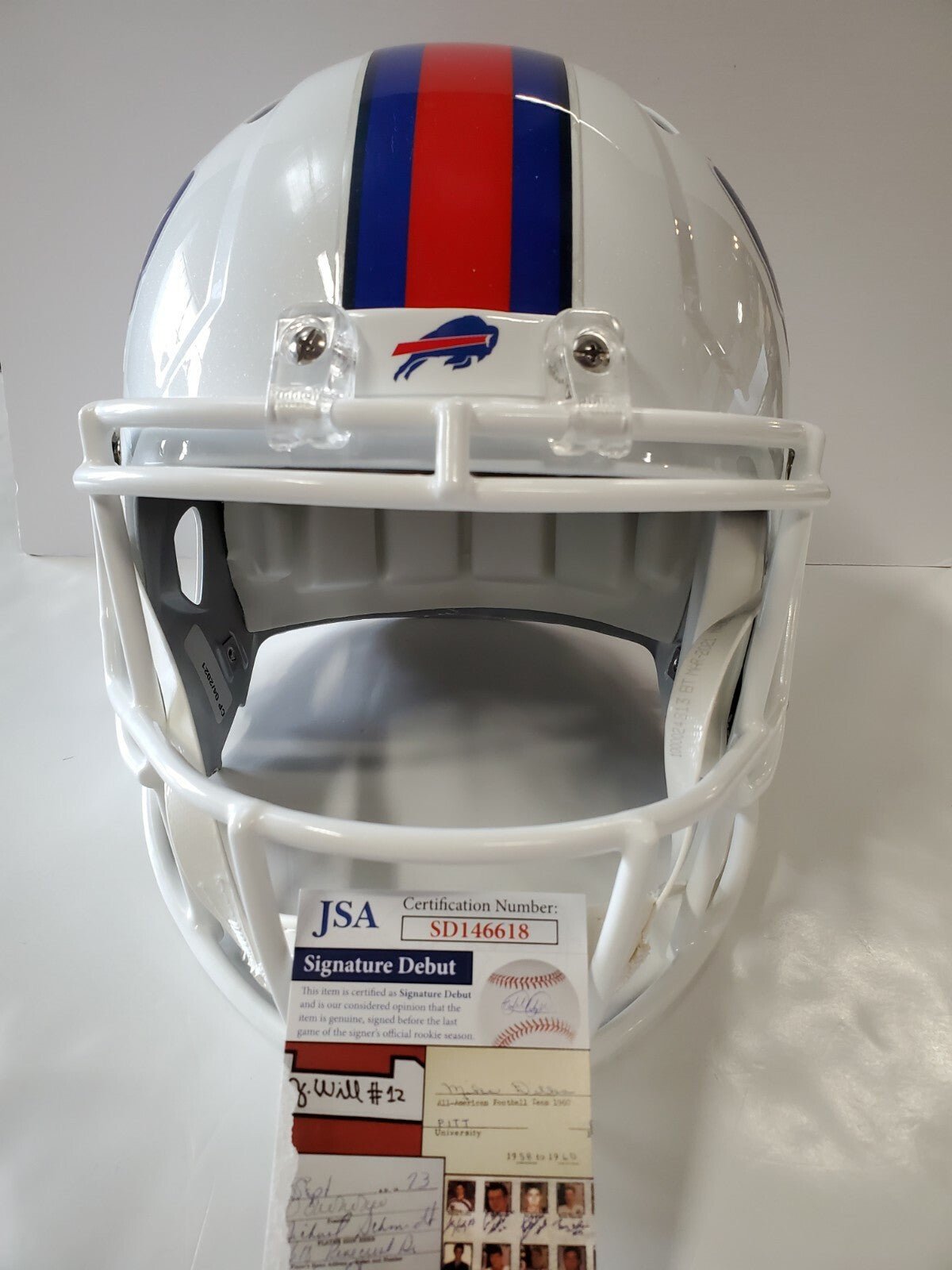 Buffalo Bills Gregory Rousseau Signed Full Size Speed Replica Helmet Jsa Coa