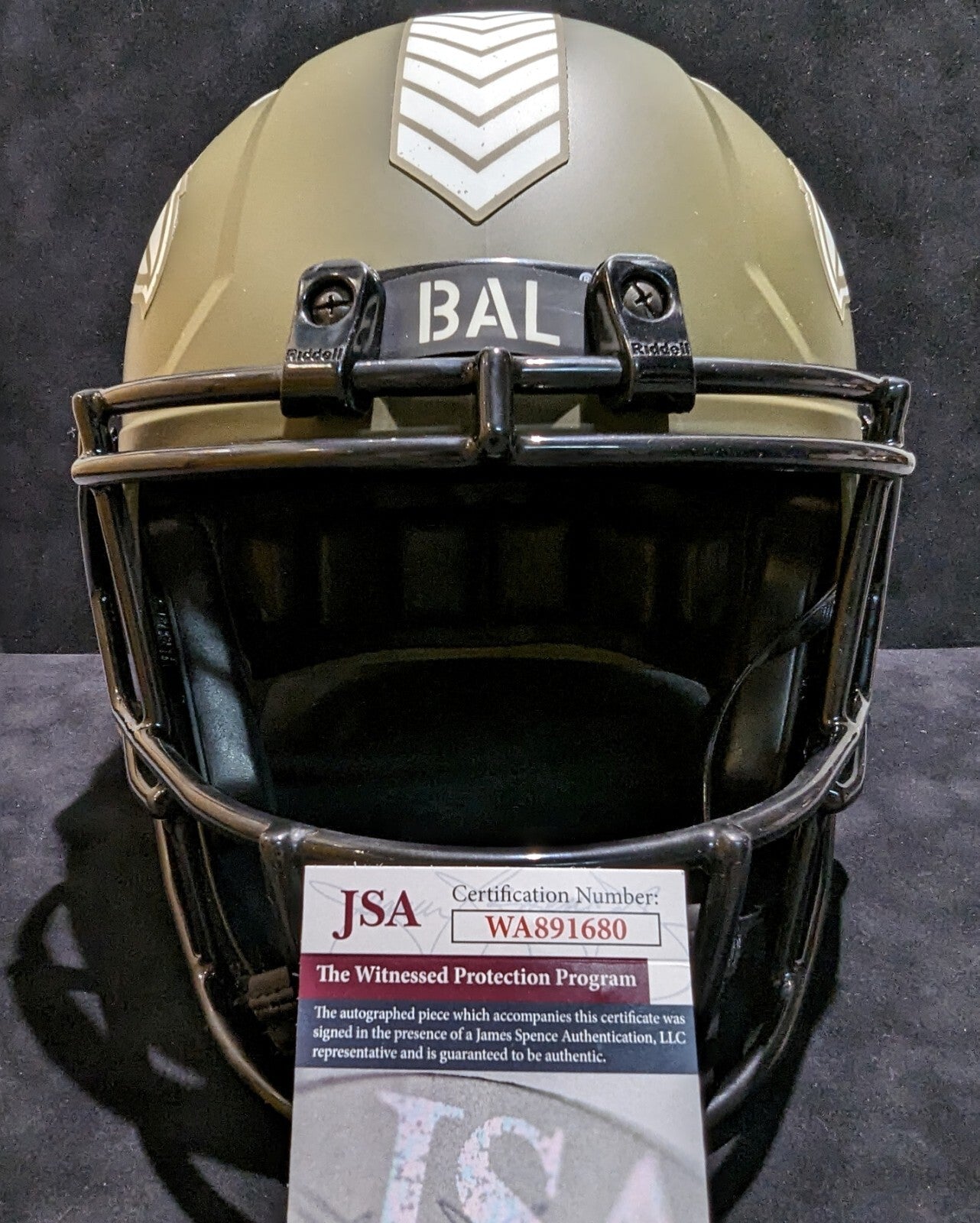 Baltimore Ravens Odafe Oweh Signed Full Size Salute Replica Helmet Jsa Coa